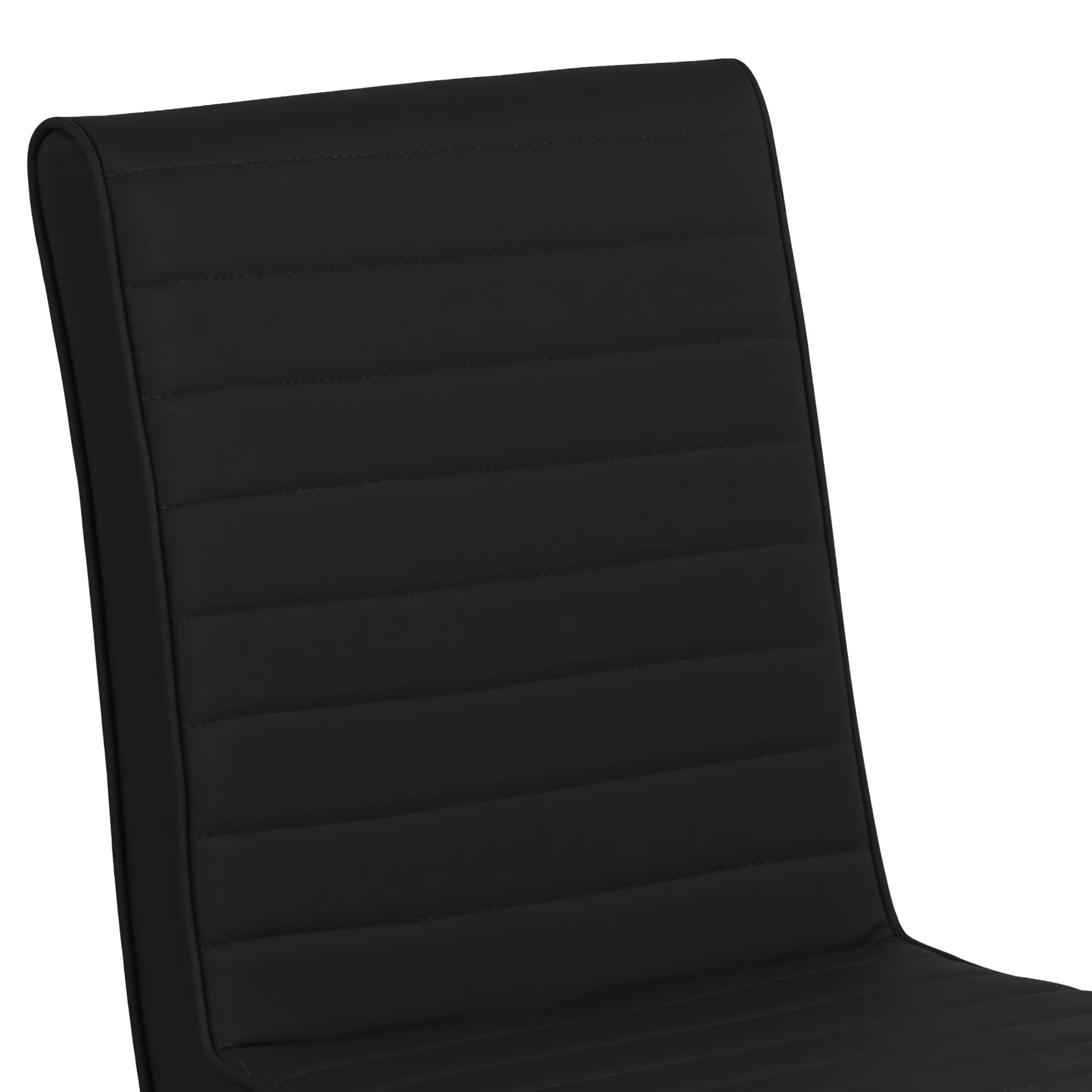 Tempe Contemporary Dining Chair in Black Faux Leather with Brushed Stainless Steel Finish - Set of 2 - Image 4