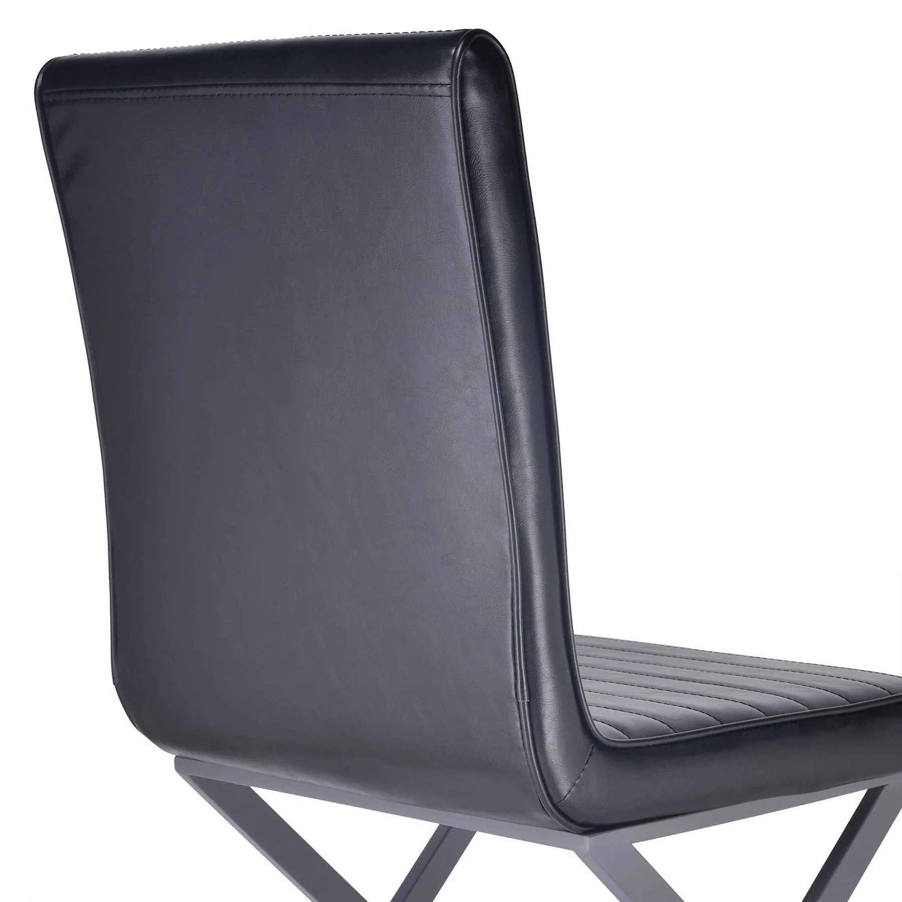 Tempe Modern Dining Chair in Gray Powder Coated finish and Vintage Black Faux Leather - Set of 2 - Image 5