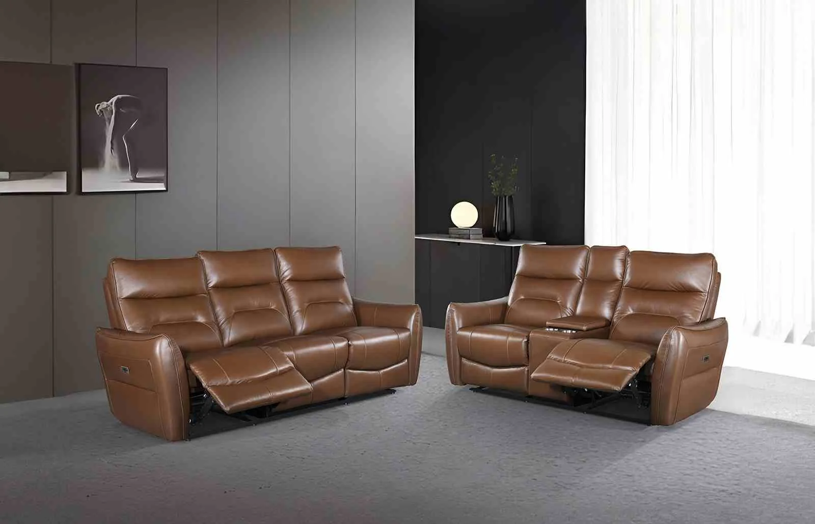 Terentius Power Loveseat, Brown - Image 2