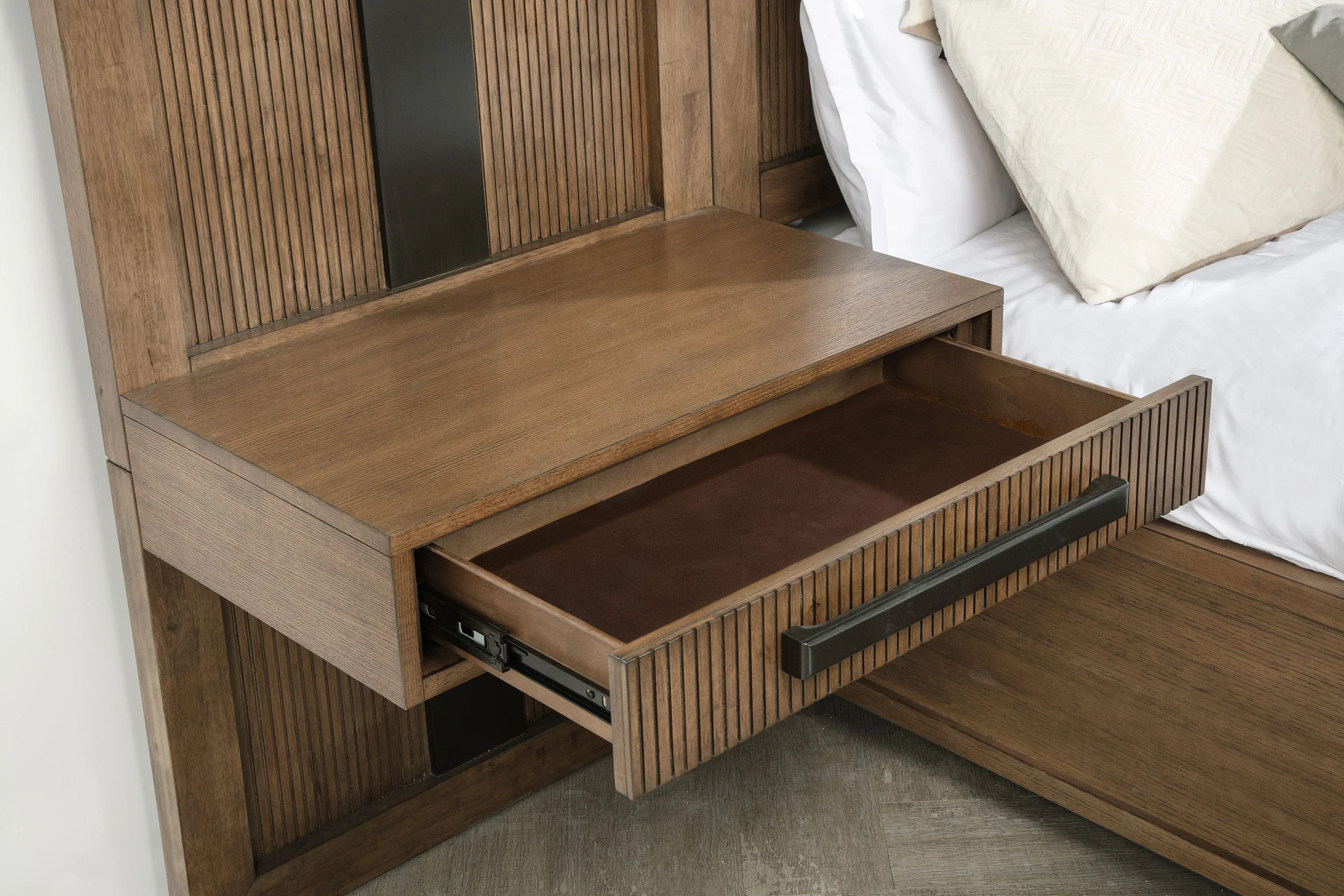 Terrace Wall Panel Platform Storage Bed with Attached Nightstands - Image 14