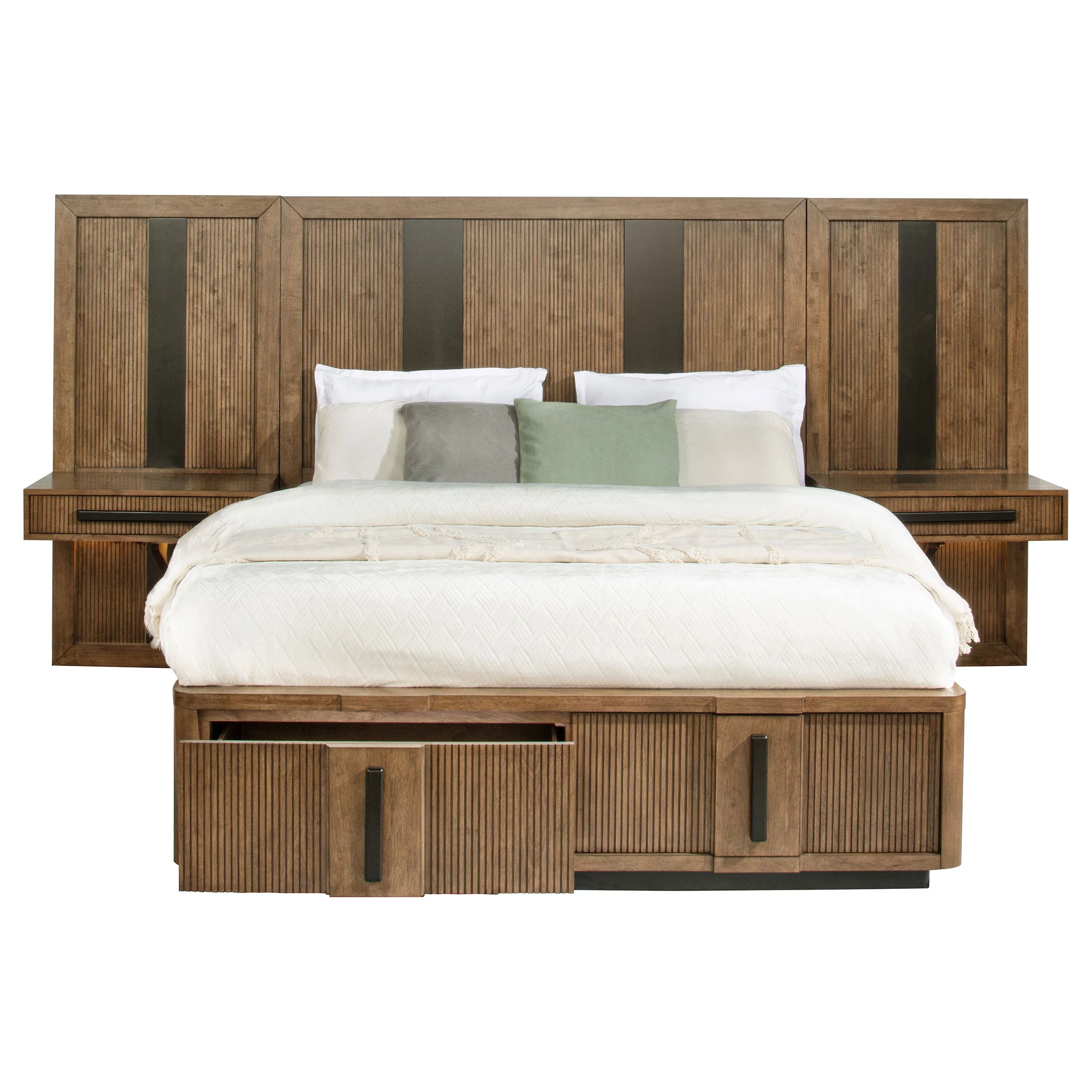 Terrace Wall Panel Platform Storage Bed with Attached Nightstands - Image 19