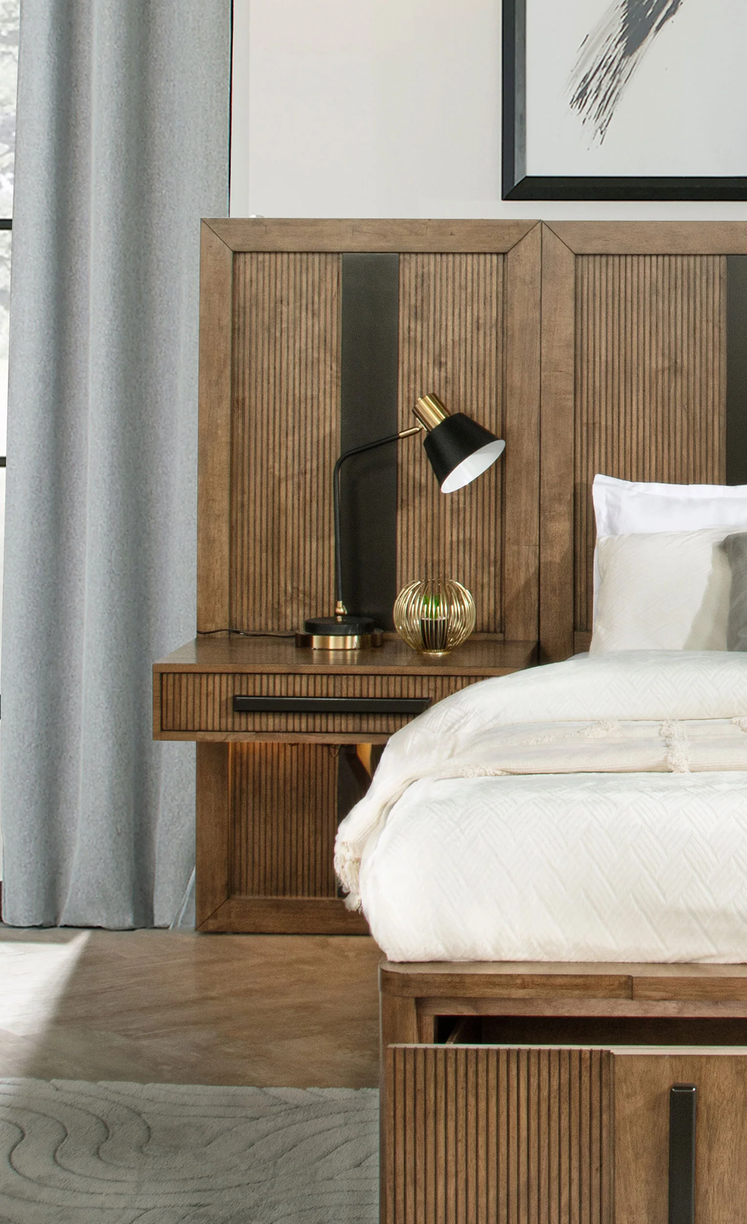 Terrace Wall Panel Platform Storage Bed with Attached Nightstands - Image 21