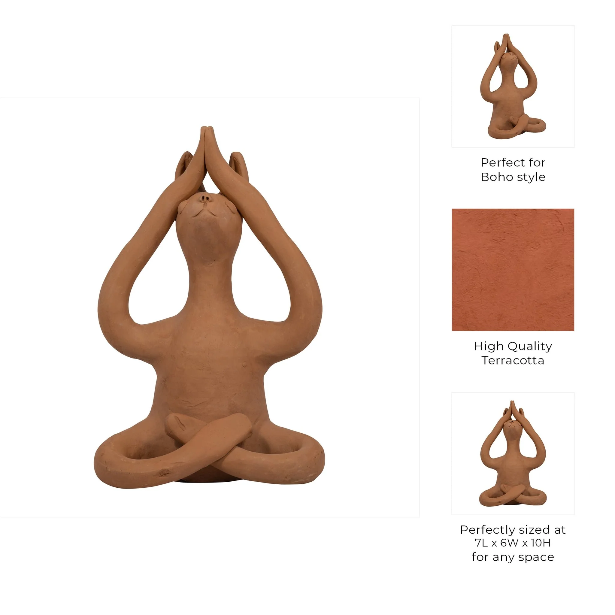 Terracotta, 10" Salutation Yoga Bunny, Natural - Image 10