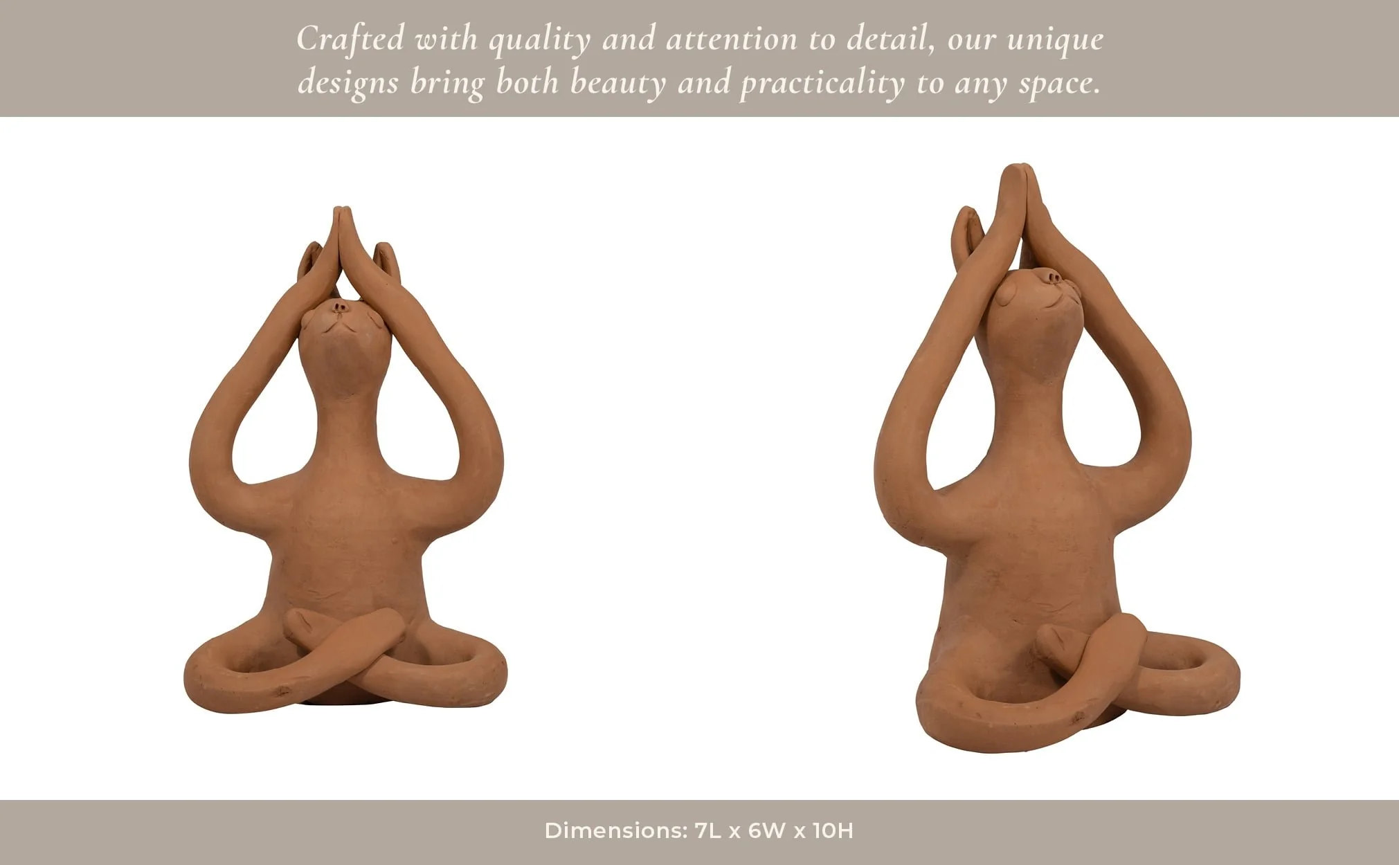 Terracotta, 10" Salutation Yoga Bunny, Natural - Image 14