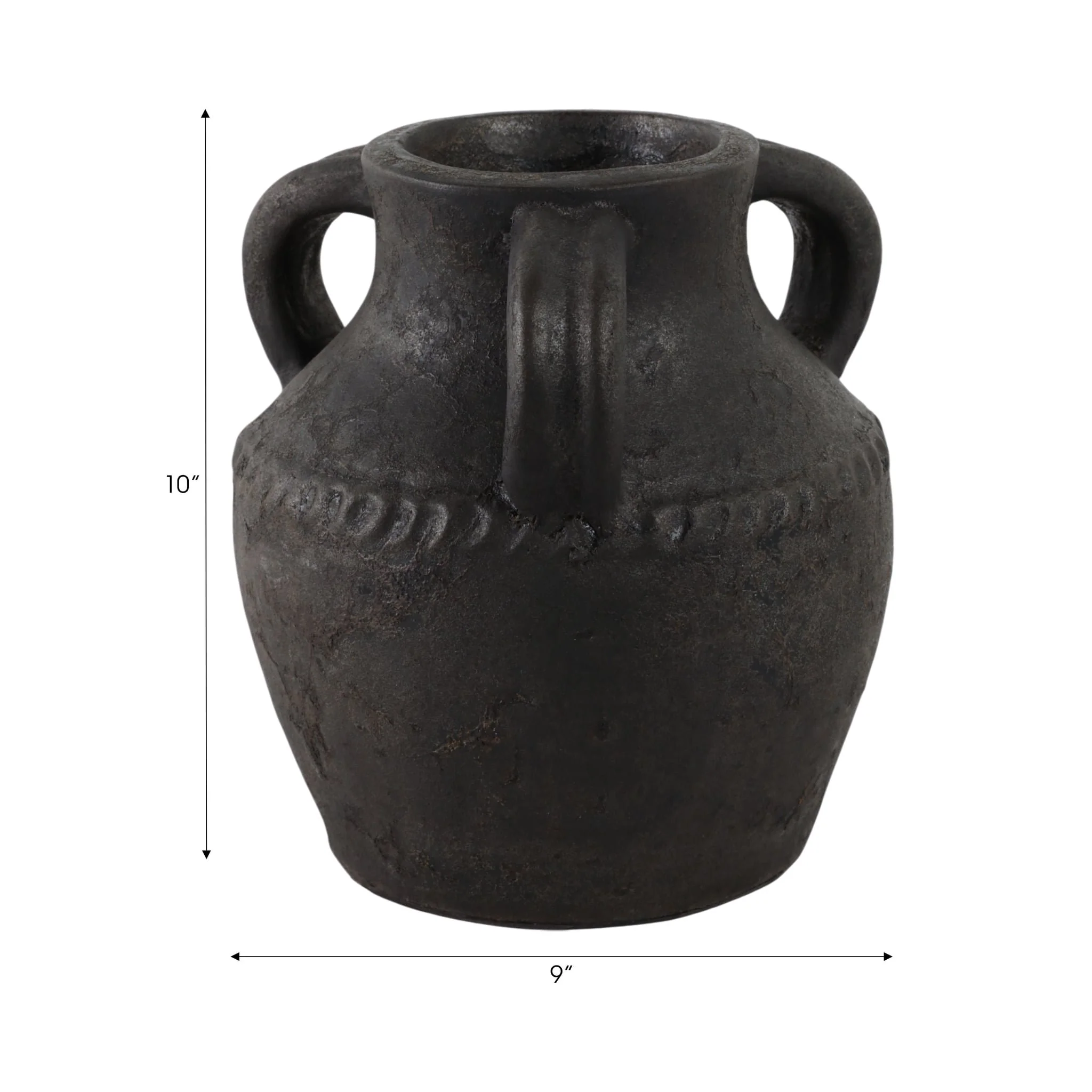 Terracotta, 10" Triple Handle Jug, Black - Image 8