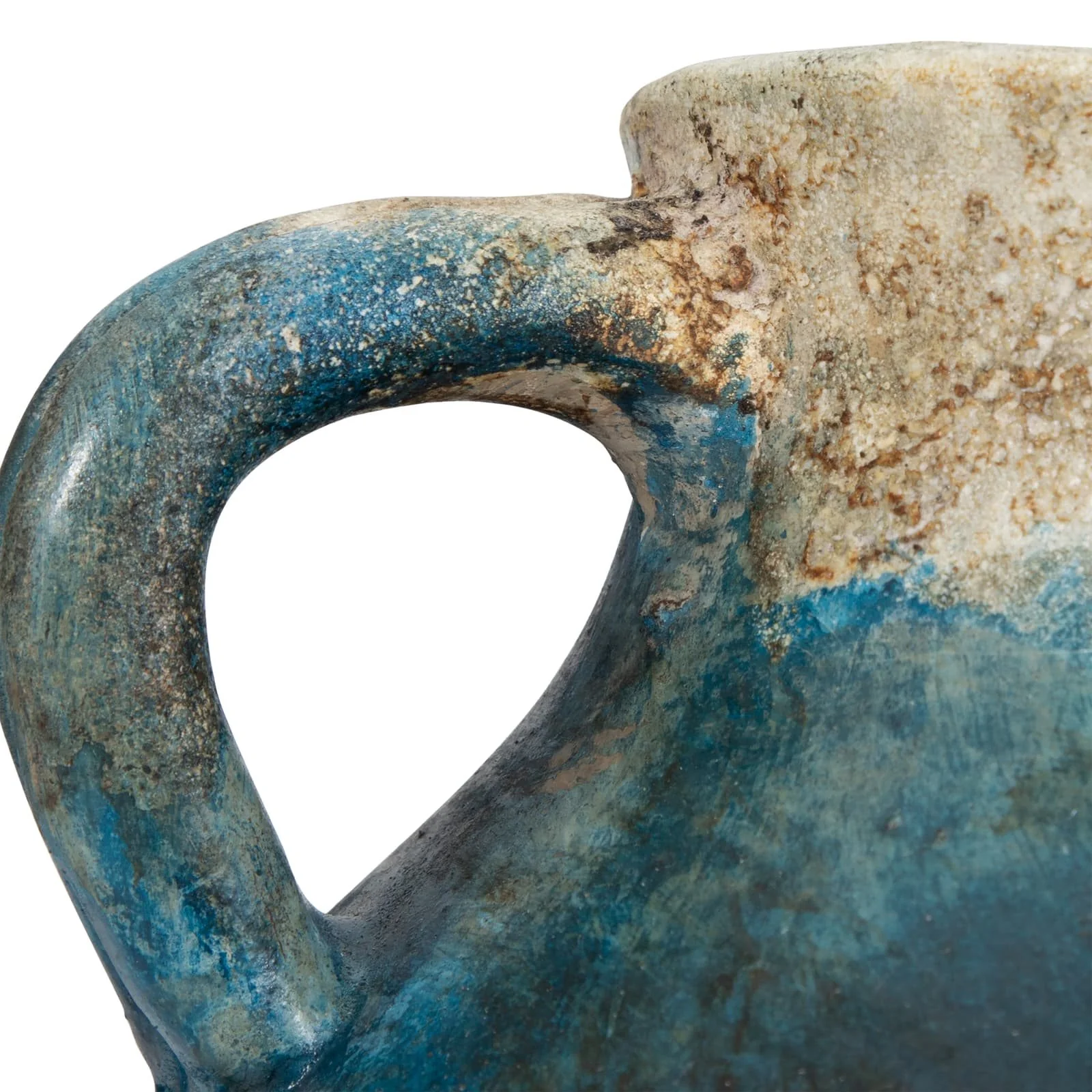 Terracotta, 10" Triple Handle Jug, Blue/ivory - Image 5