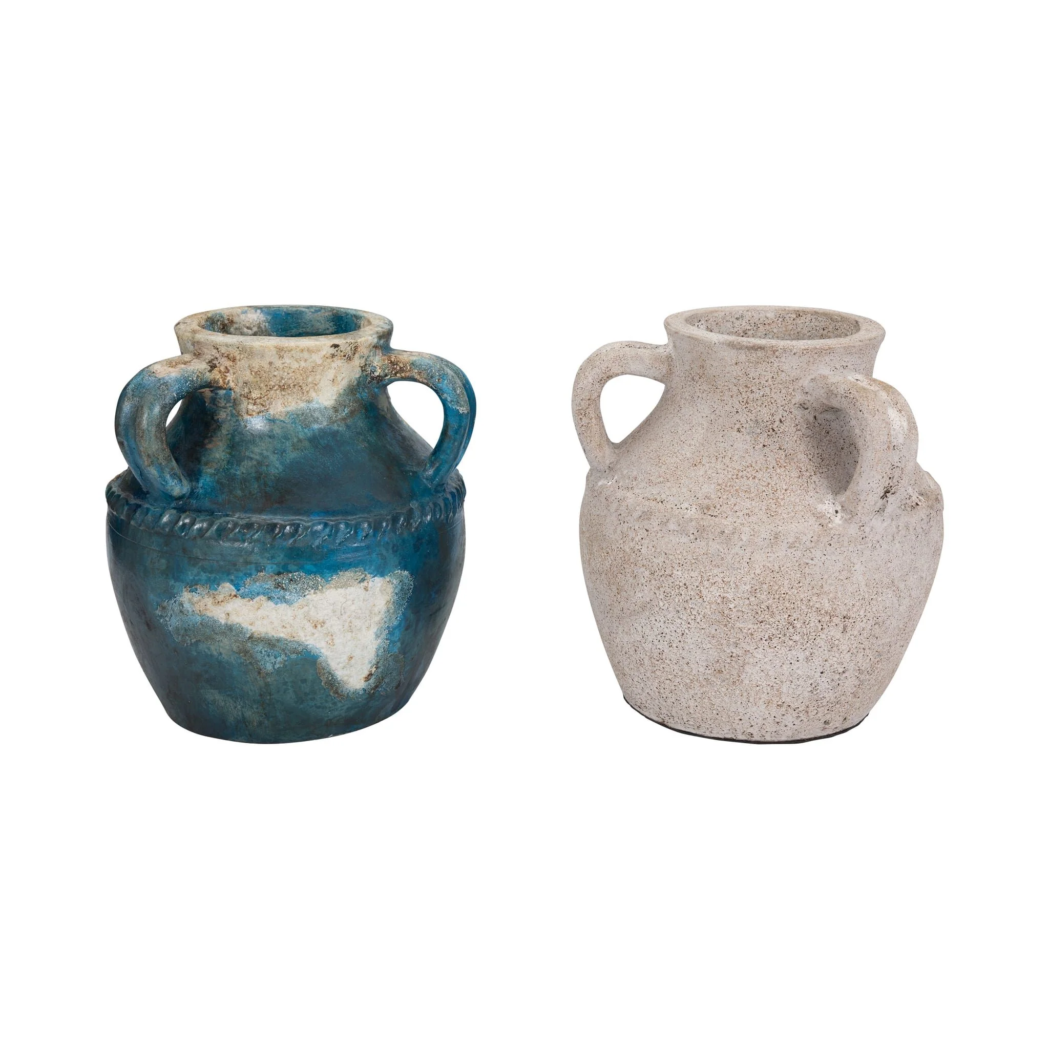 Terracotta, 10" Triple Handle Jug, Blue/ivory - Image 8