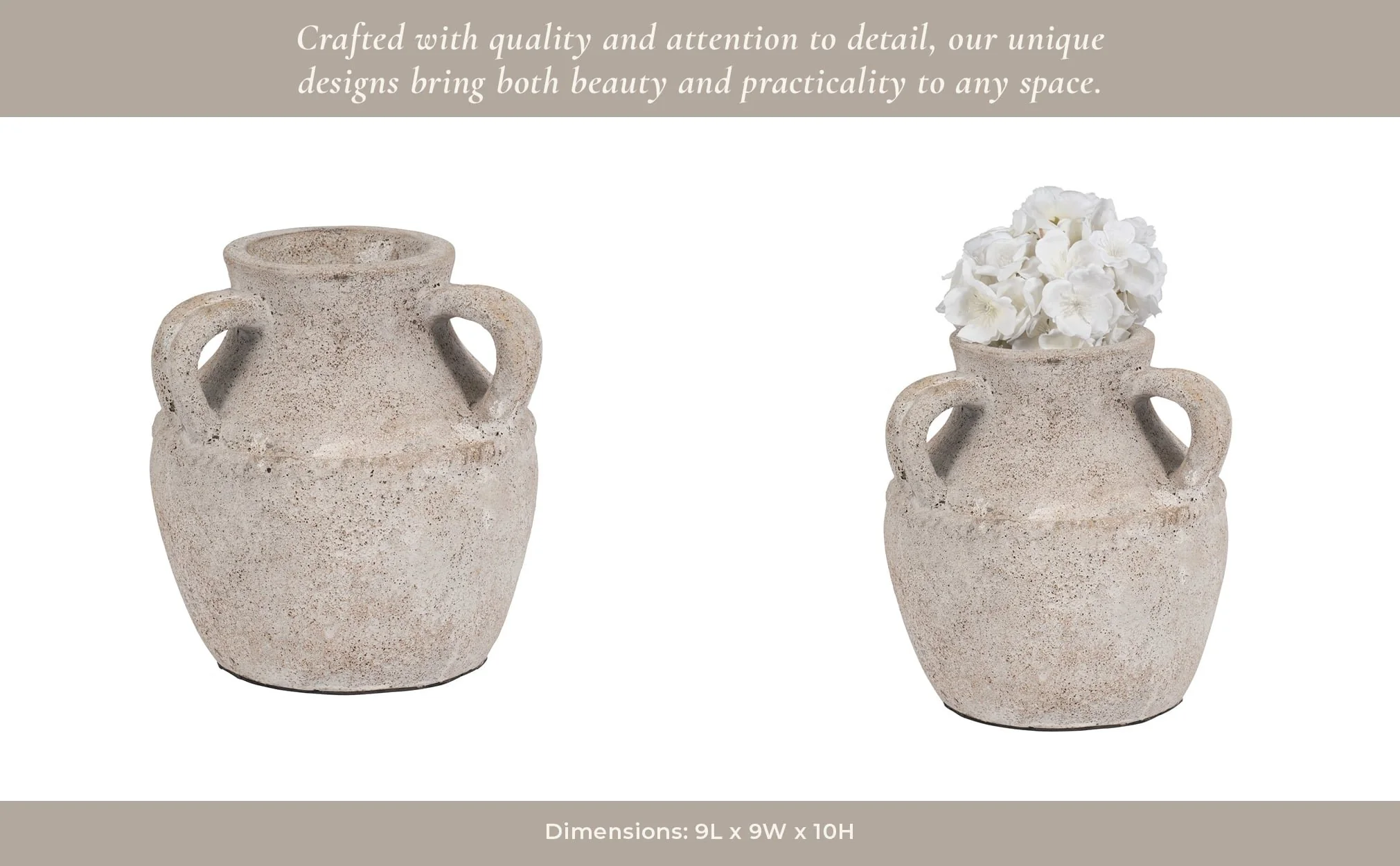 Terracotta, 10" Triple Handle Jug, Ivory - Image 12