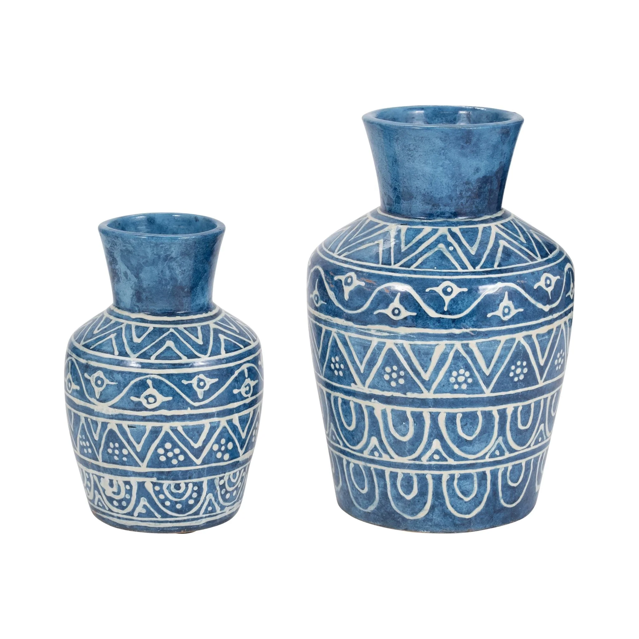 Terracotta,10"h Vase, Blue - Image 7