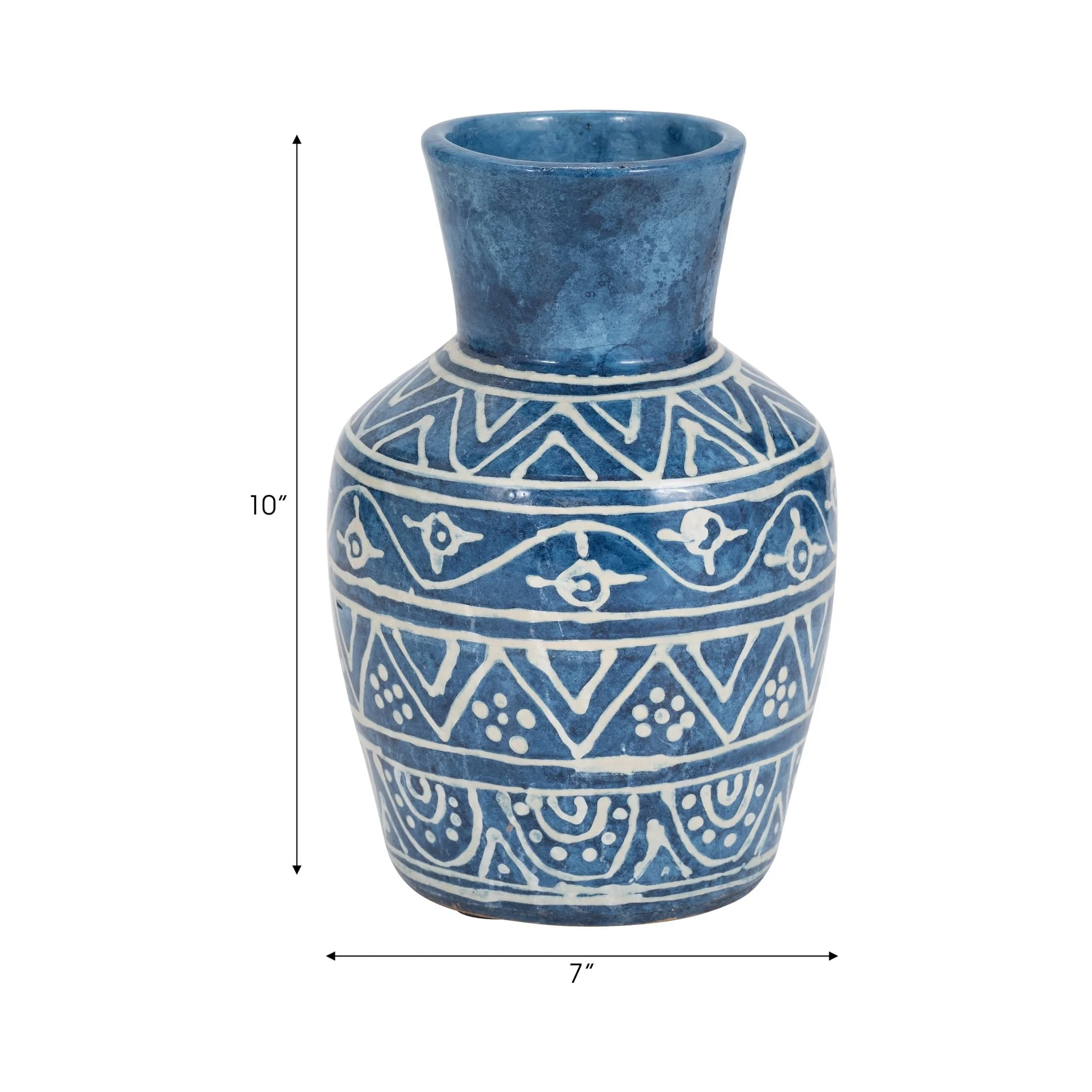 Terracotta,10"h Vase, Blue - Image 8