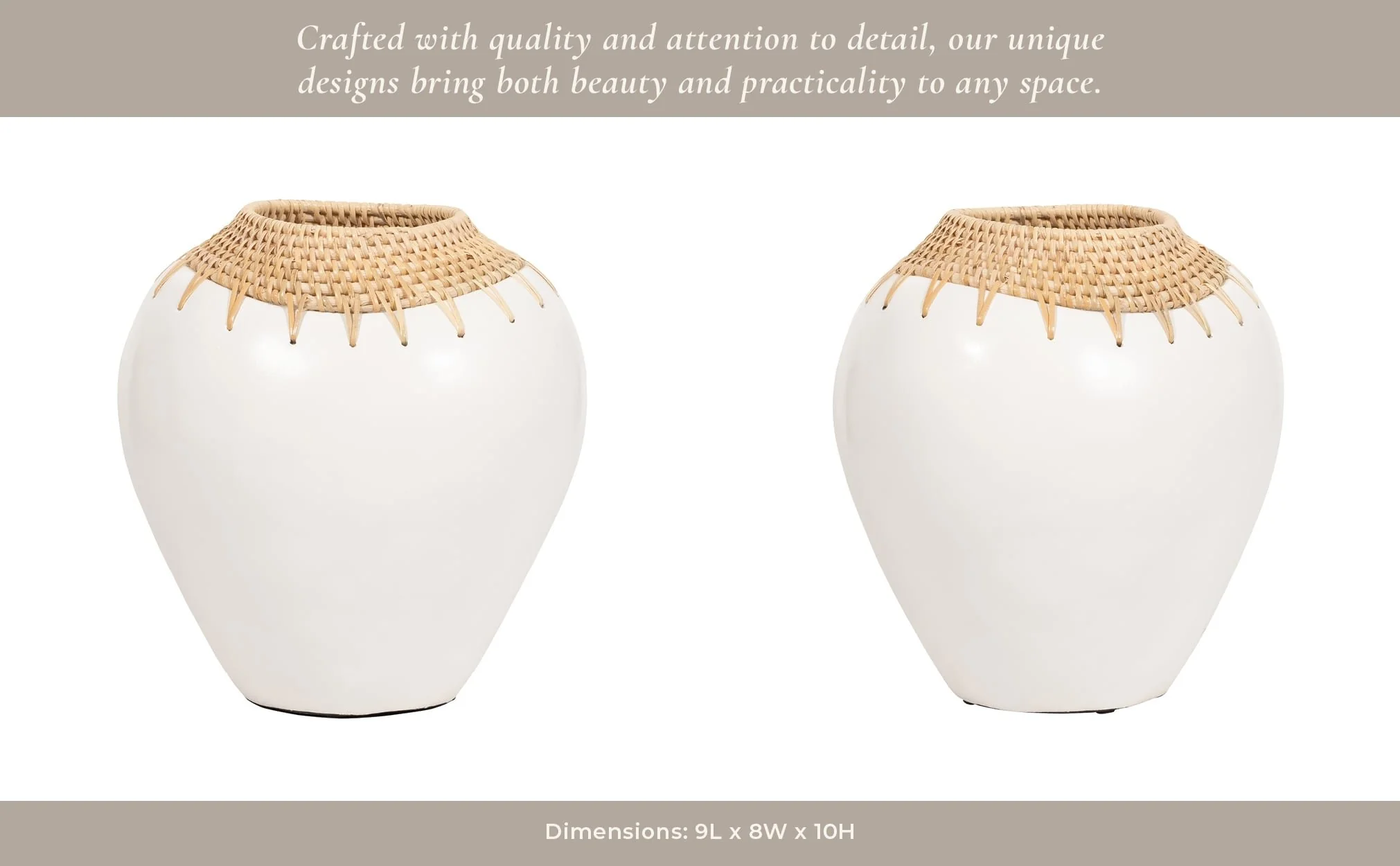 Terracotta, 10"h Vase, White/brown - Image 13