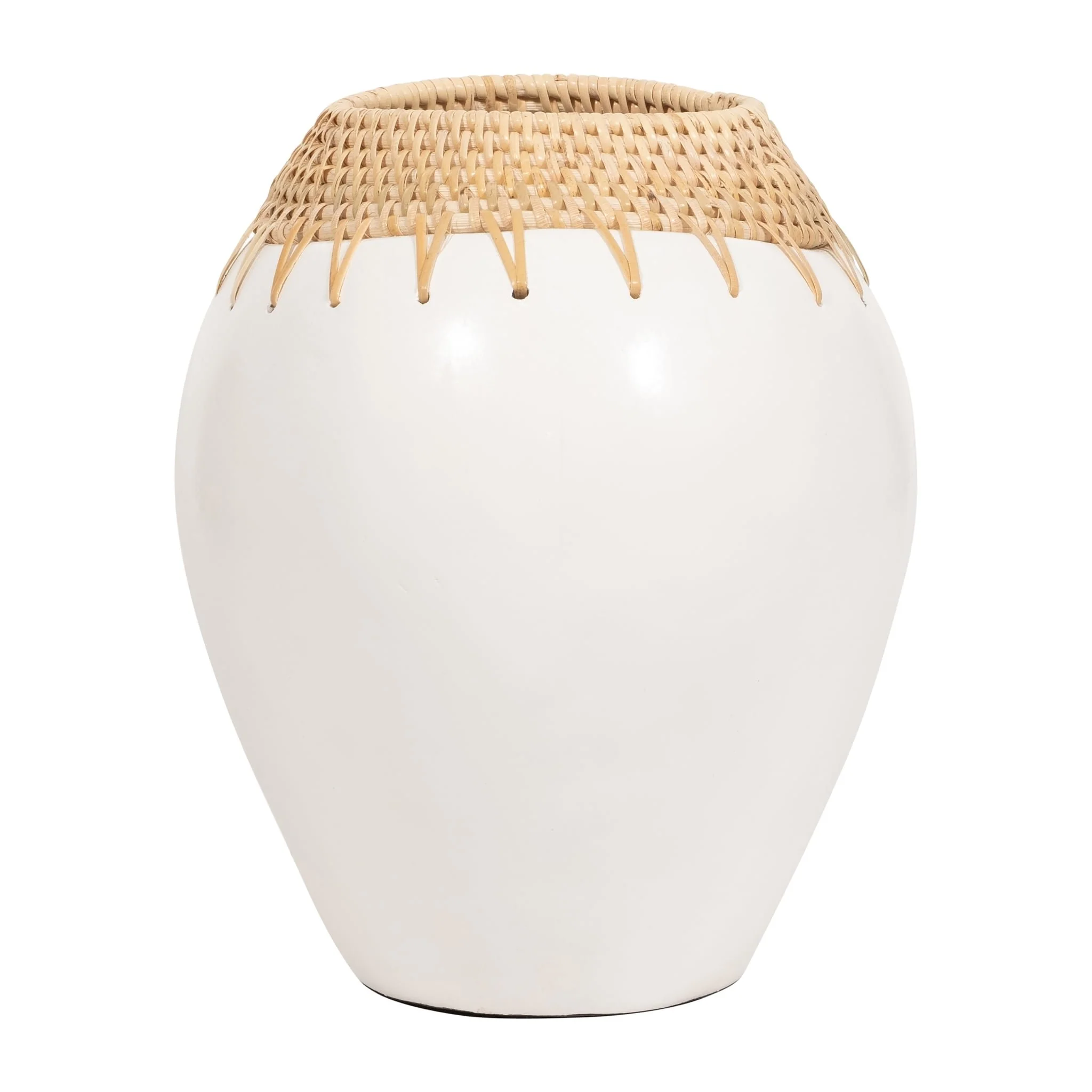 Terracotta, 10"h Vase, White/brown - Image 3