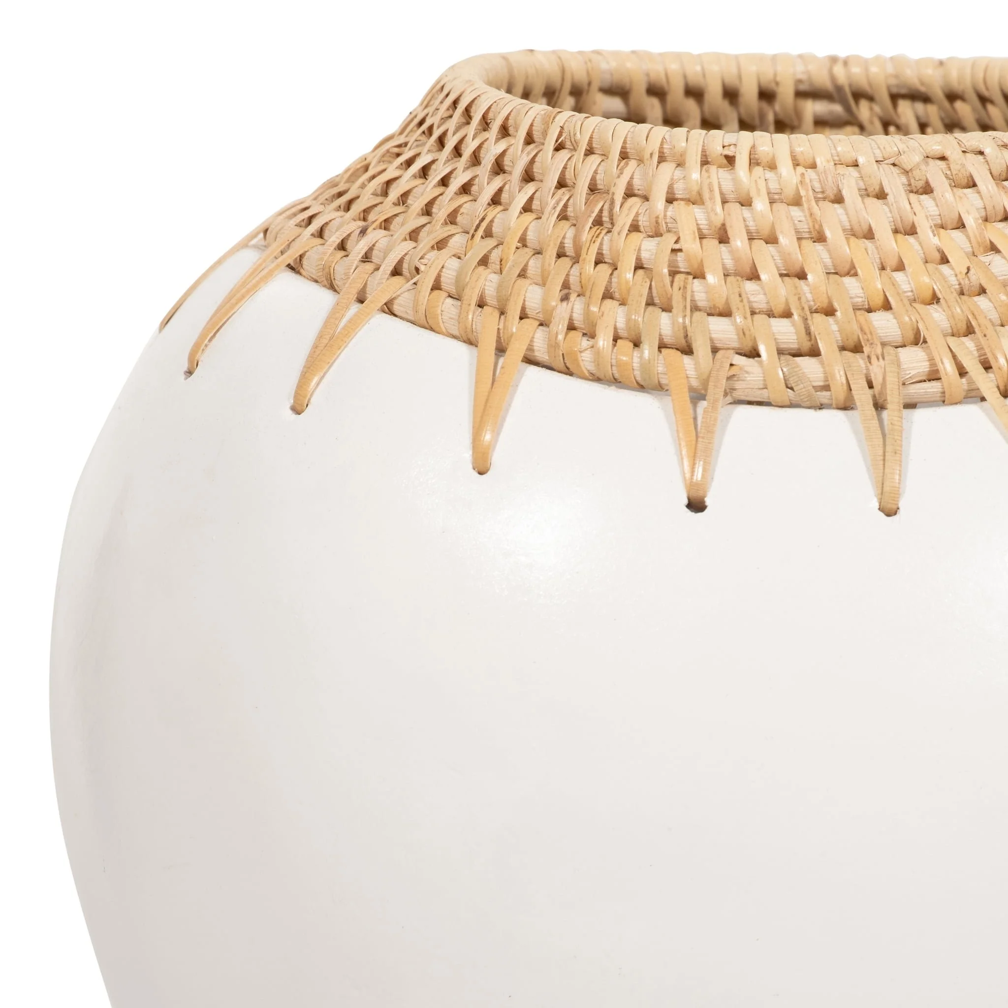 Terracotta, 10"h Vase, White/brown - Image 4