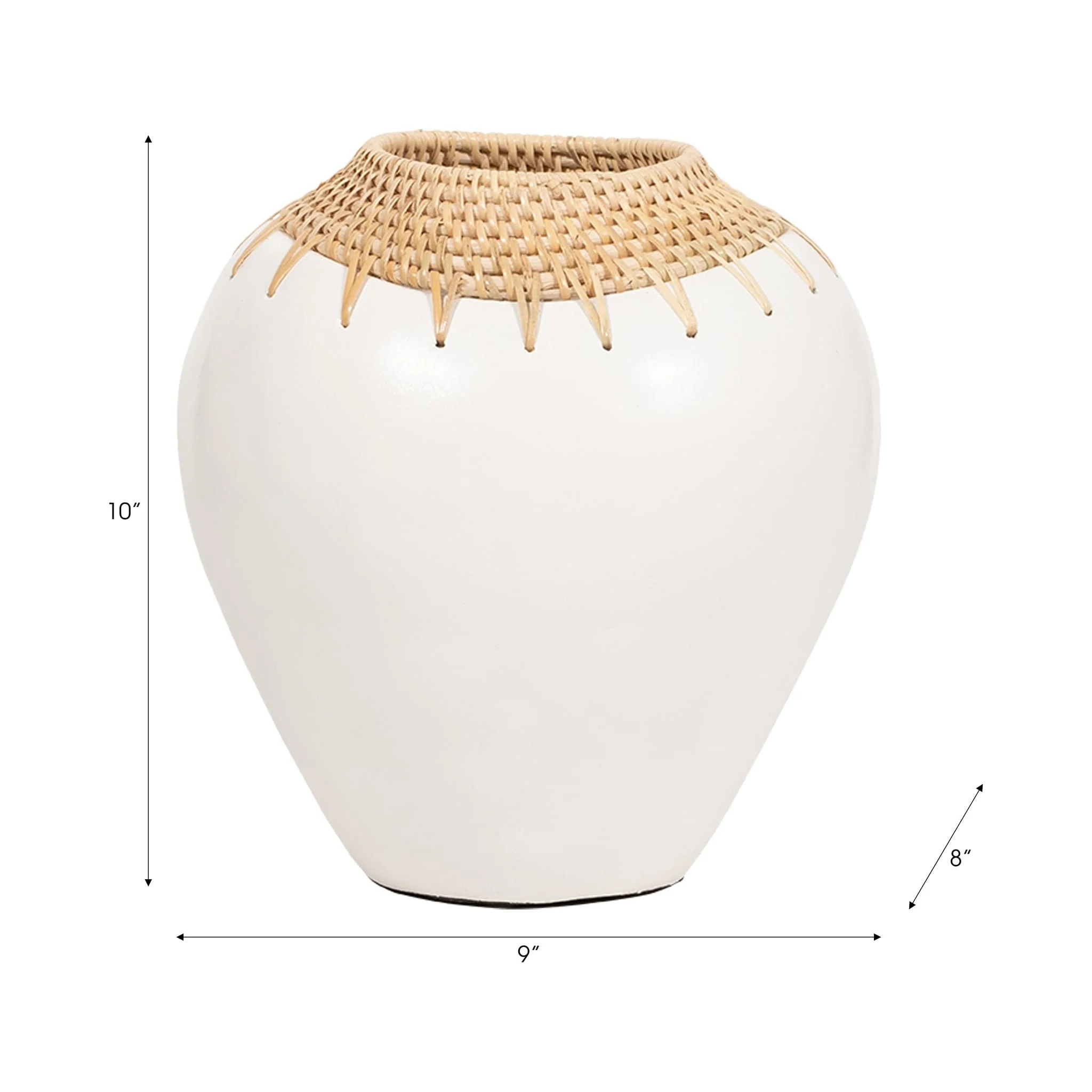 Terracotta, 10"h Vase, White/brown - Image 8