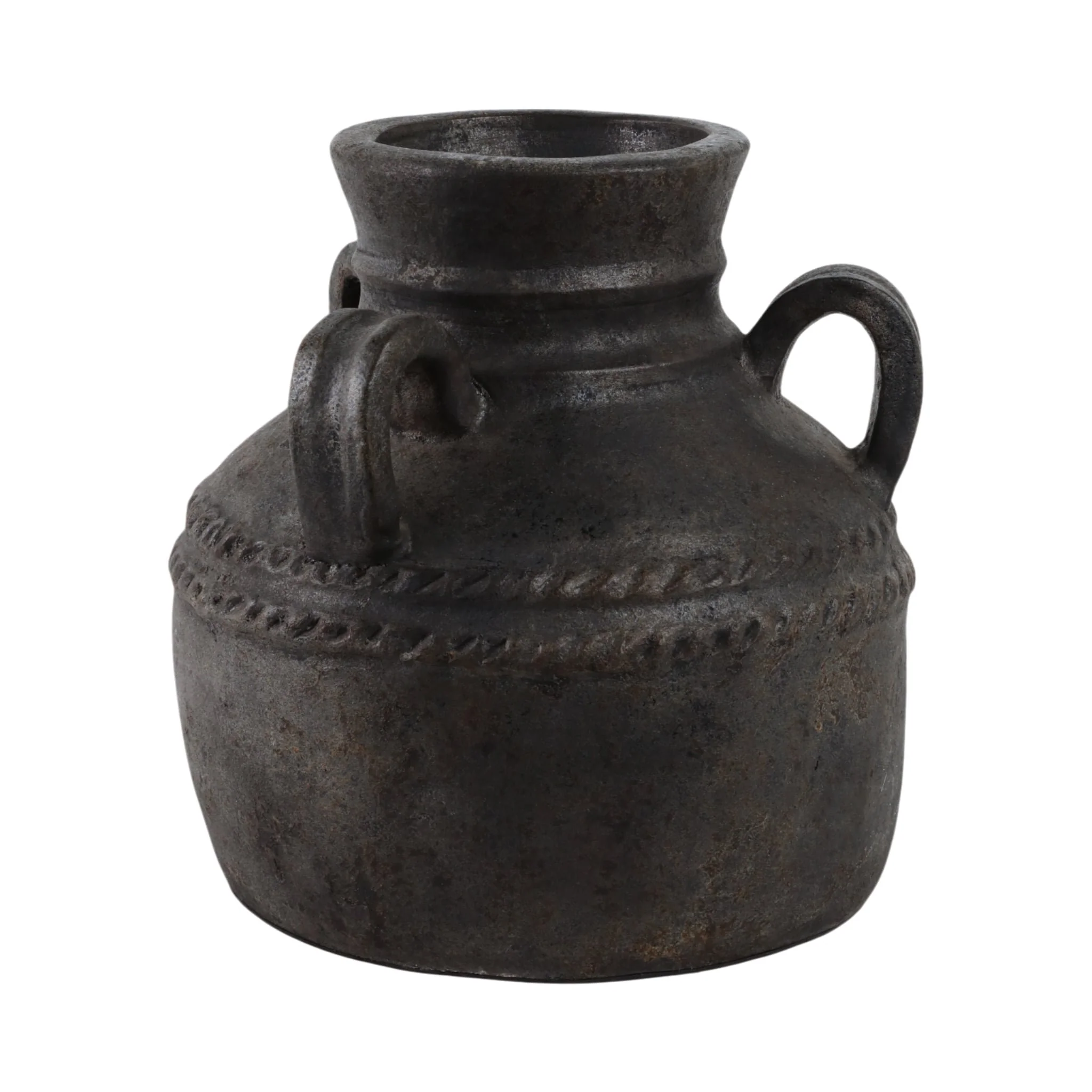 Terracotta, 12" Triple Handle Jug, Black - Image 3