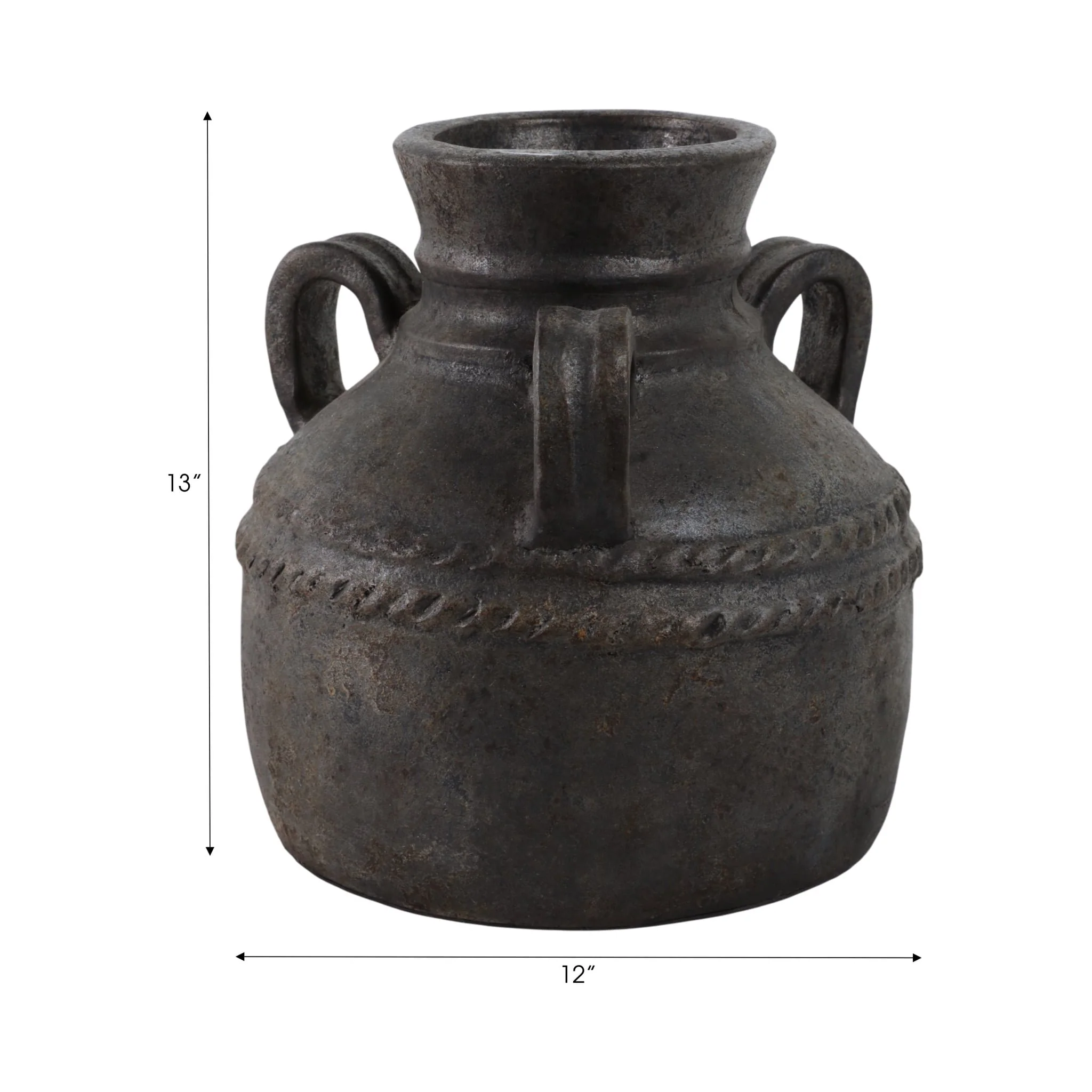 Terracotta, 12" Triple Handle Jug, Black - Image 8