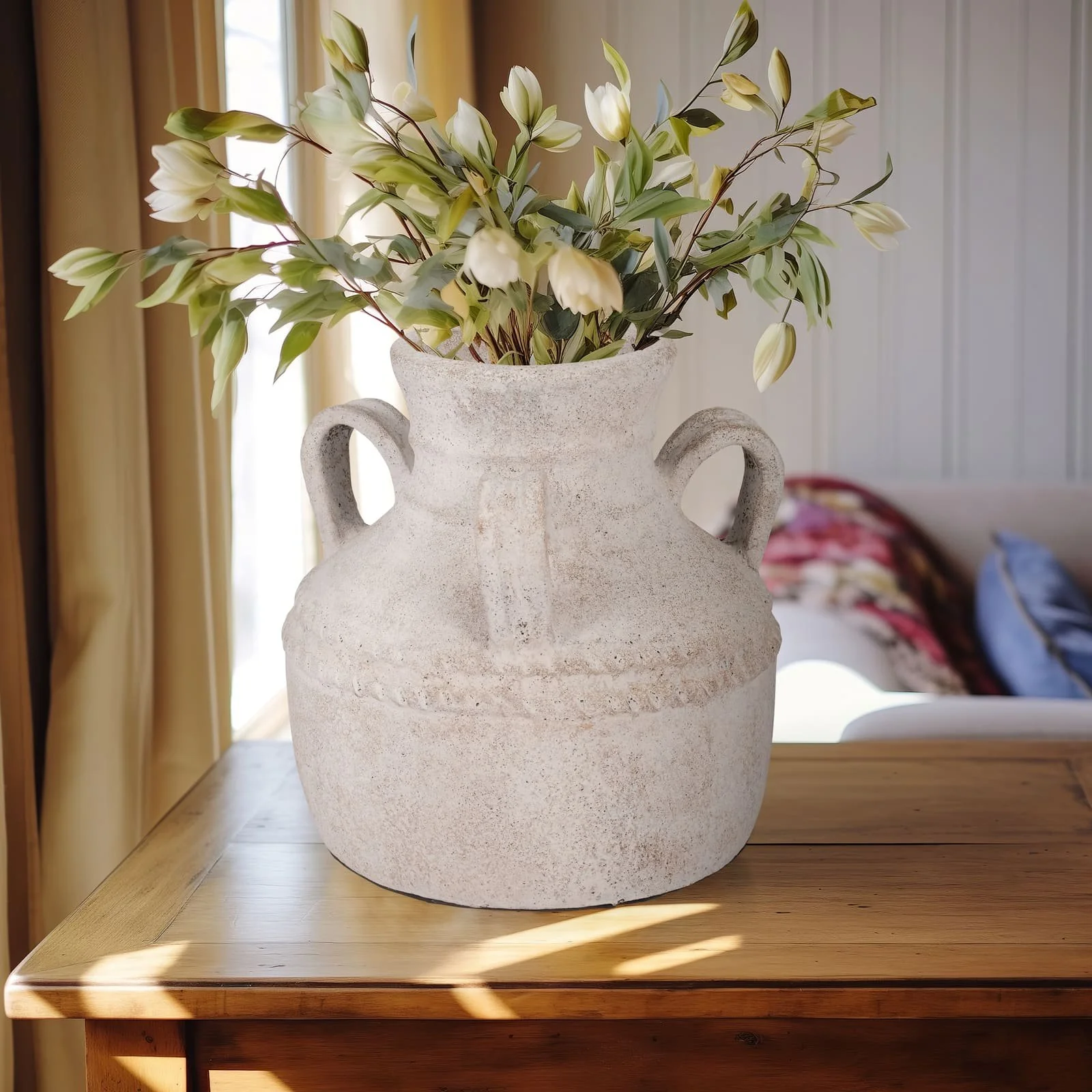 Terracotta, 12" Triple Handle Jug, Ivory - Image 10