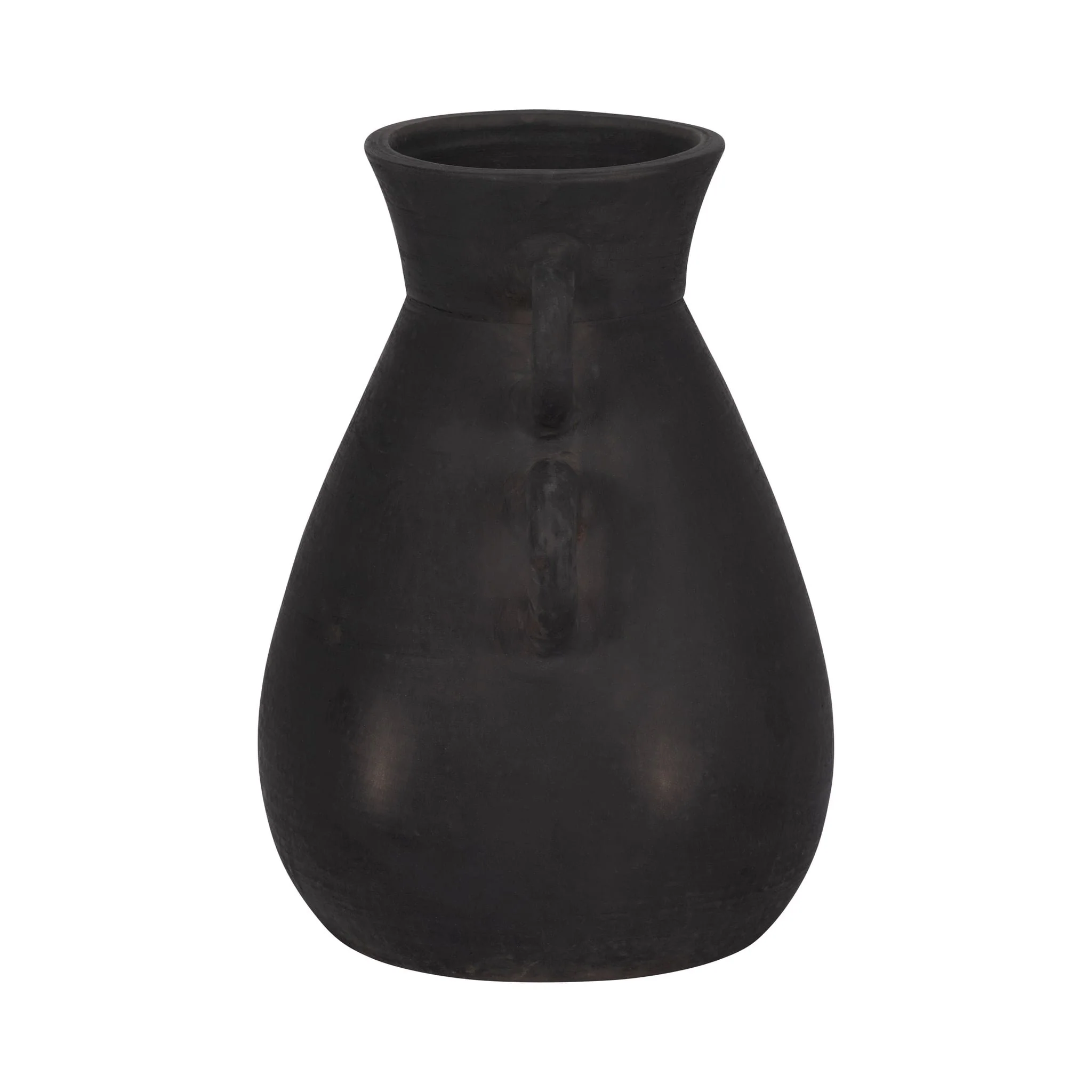 Terracotta, 12" Vase With 4 Handles, Black - Image 4