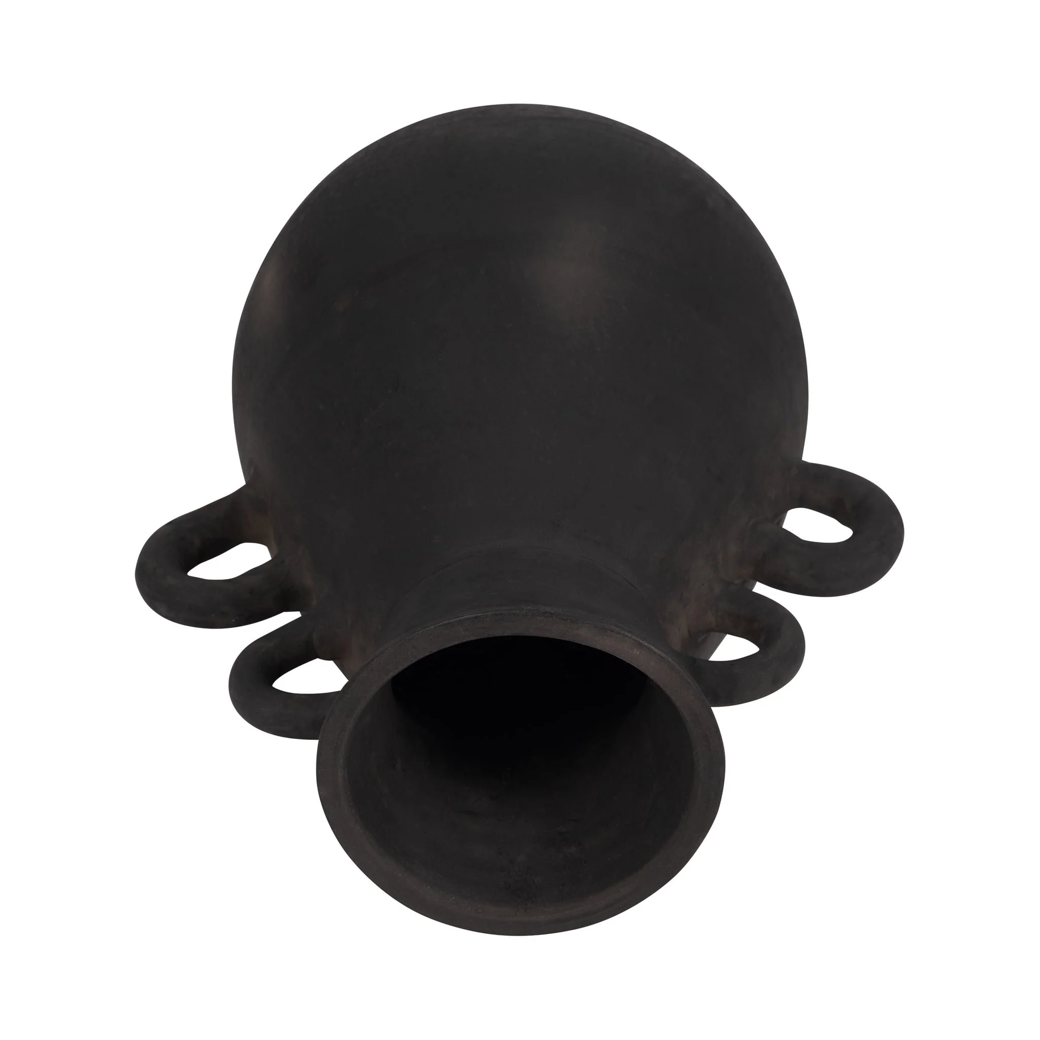Terracotta, 12" Vase With 4 Handles, Black - Image 6