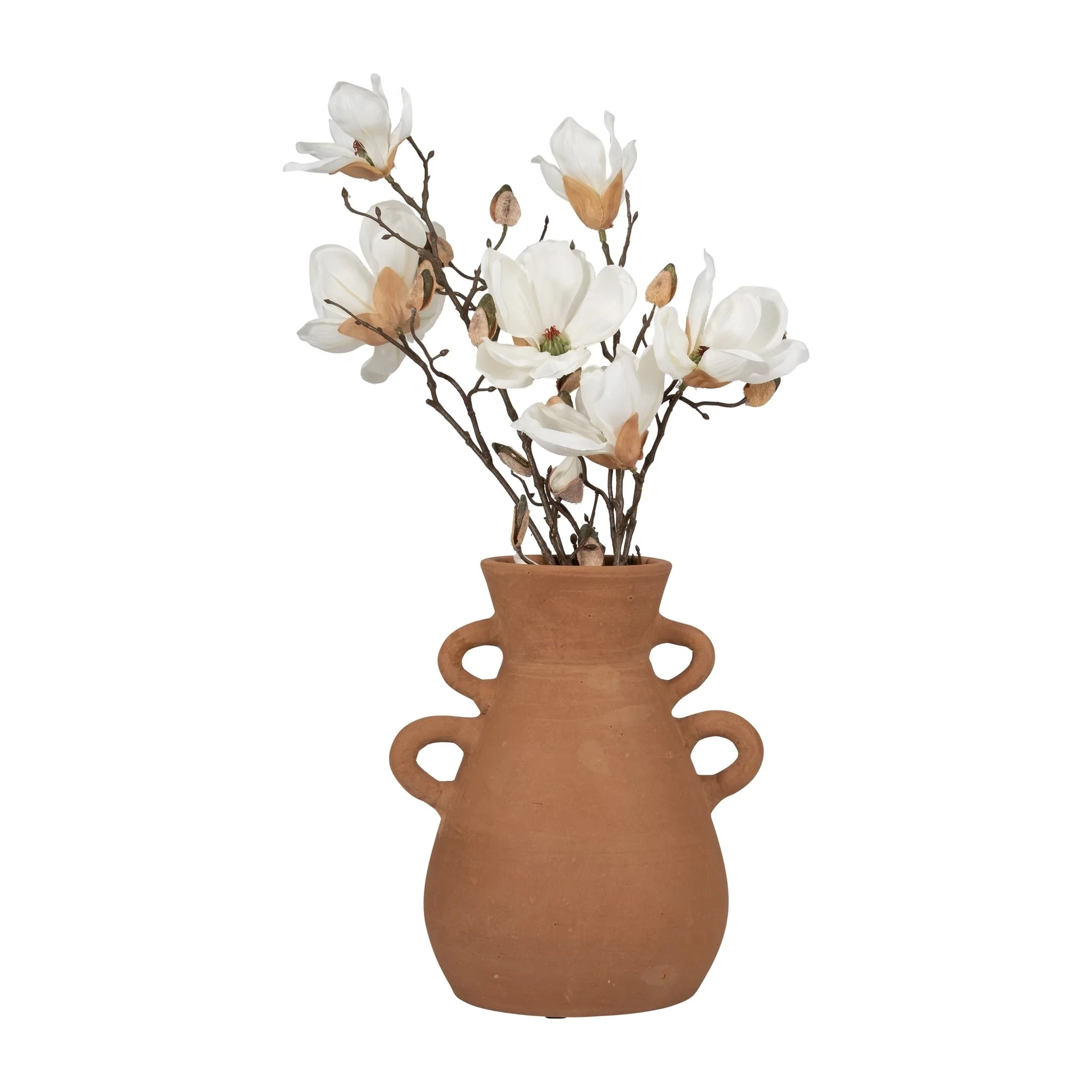Terracotta, 12" Vase With 4 Handles, Natural - Image 4