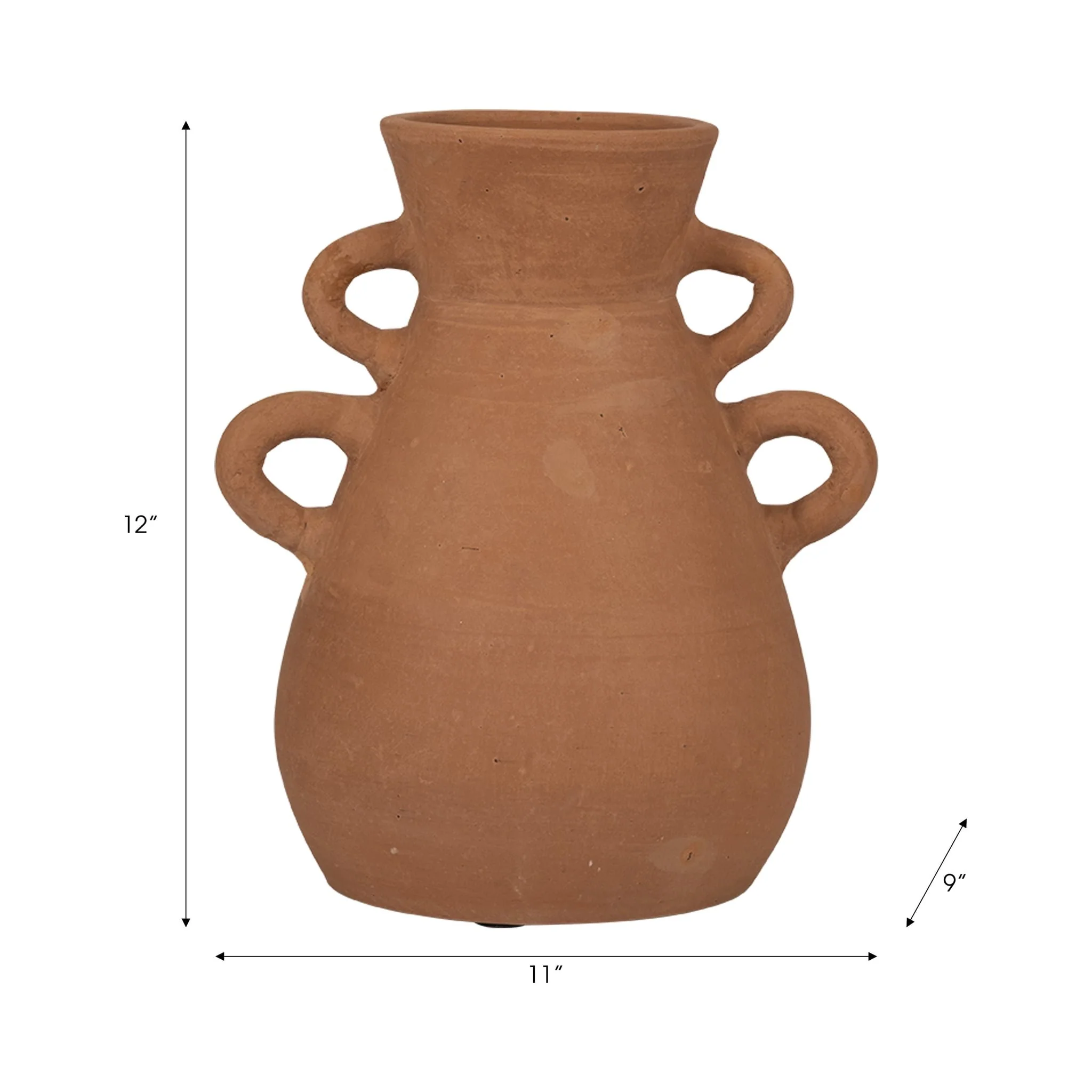 Terracotta, 12" Vase With 4 Handles, Natural - Image 8