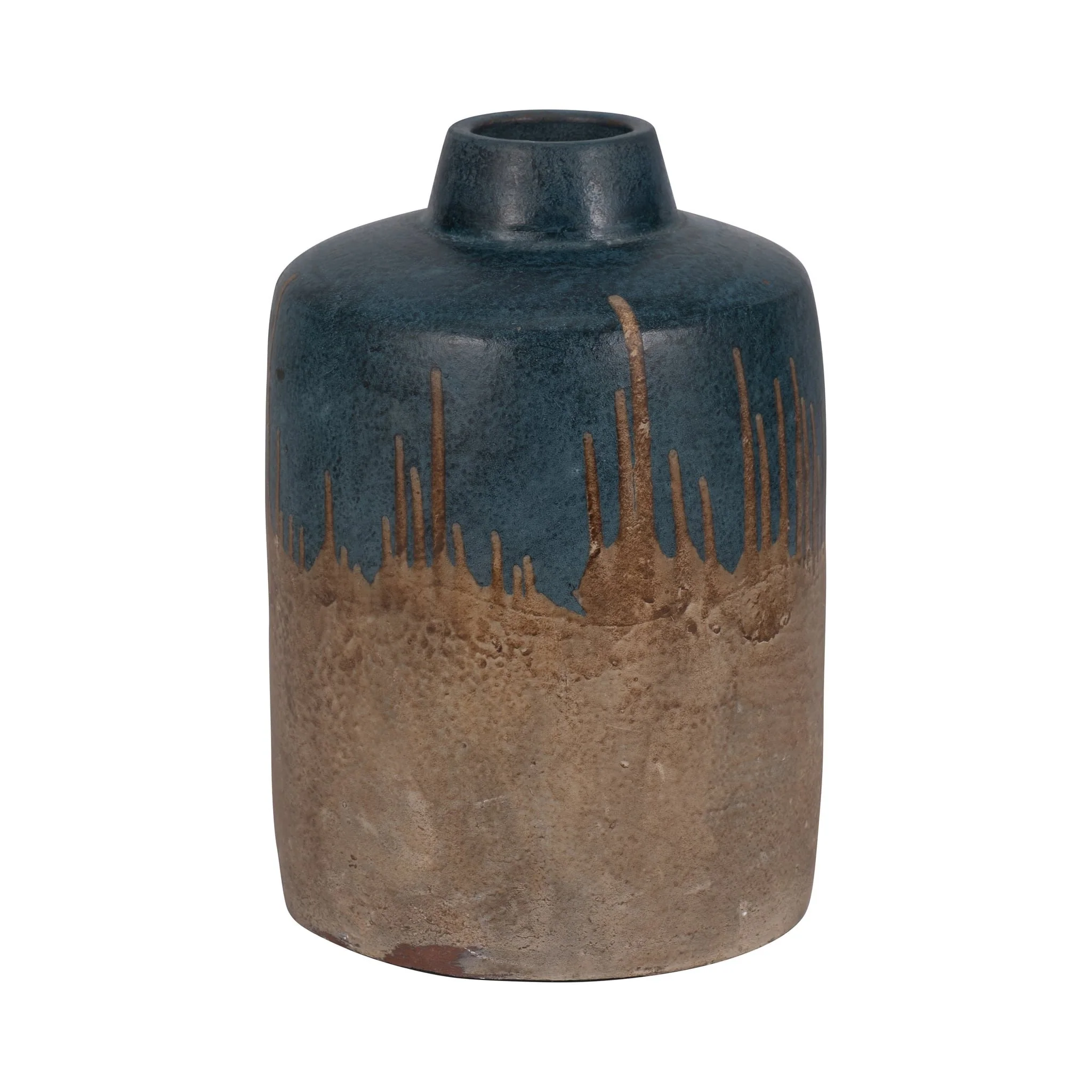 Terracotta, 12"h 2-tone Vase, Blue/ivory - Image 3