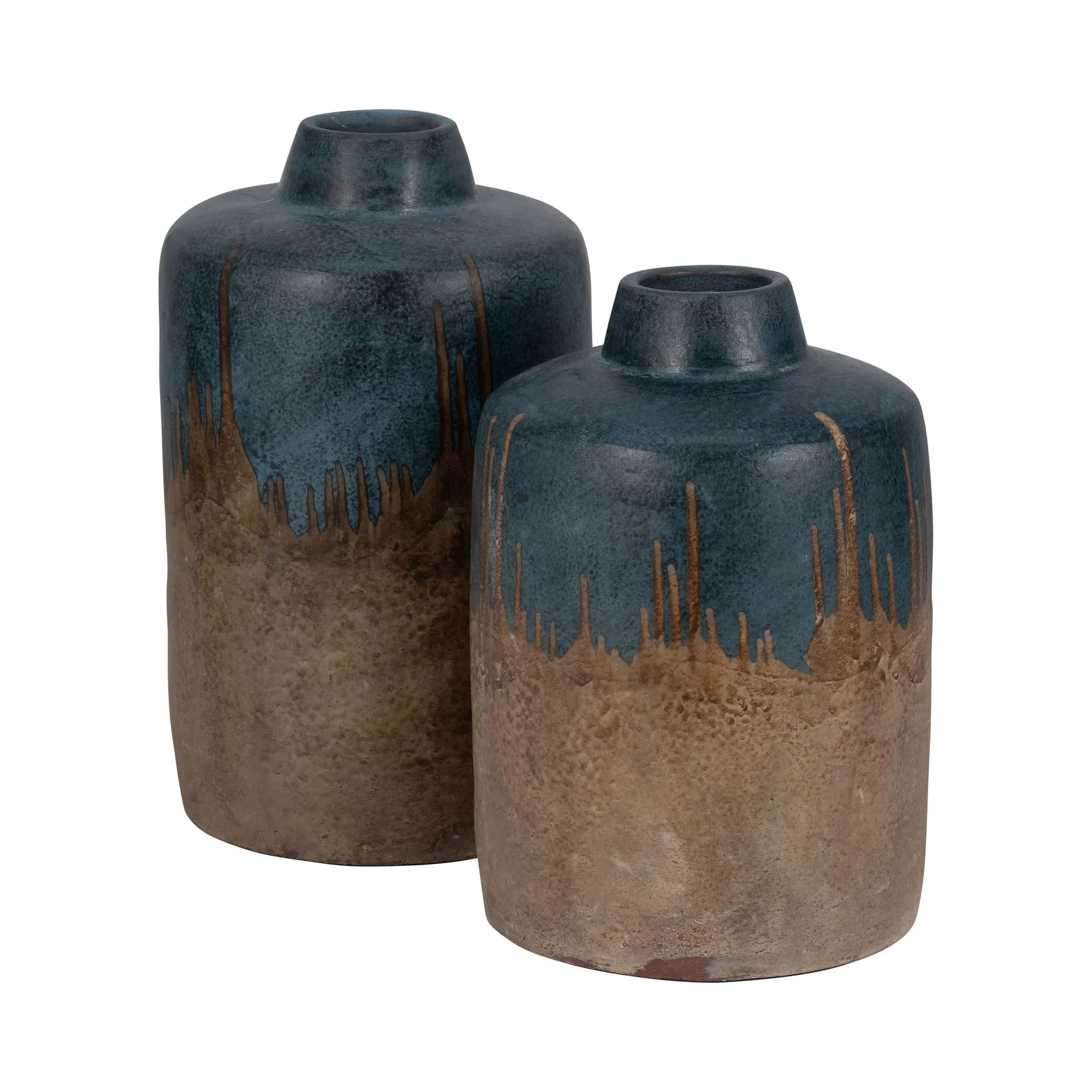 Terracotta, 12"h 2-tone Vase, Blue/ivory - Image 7