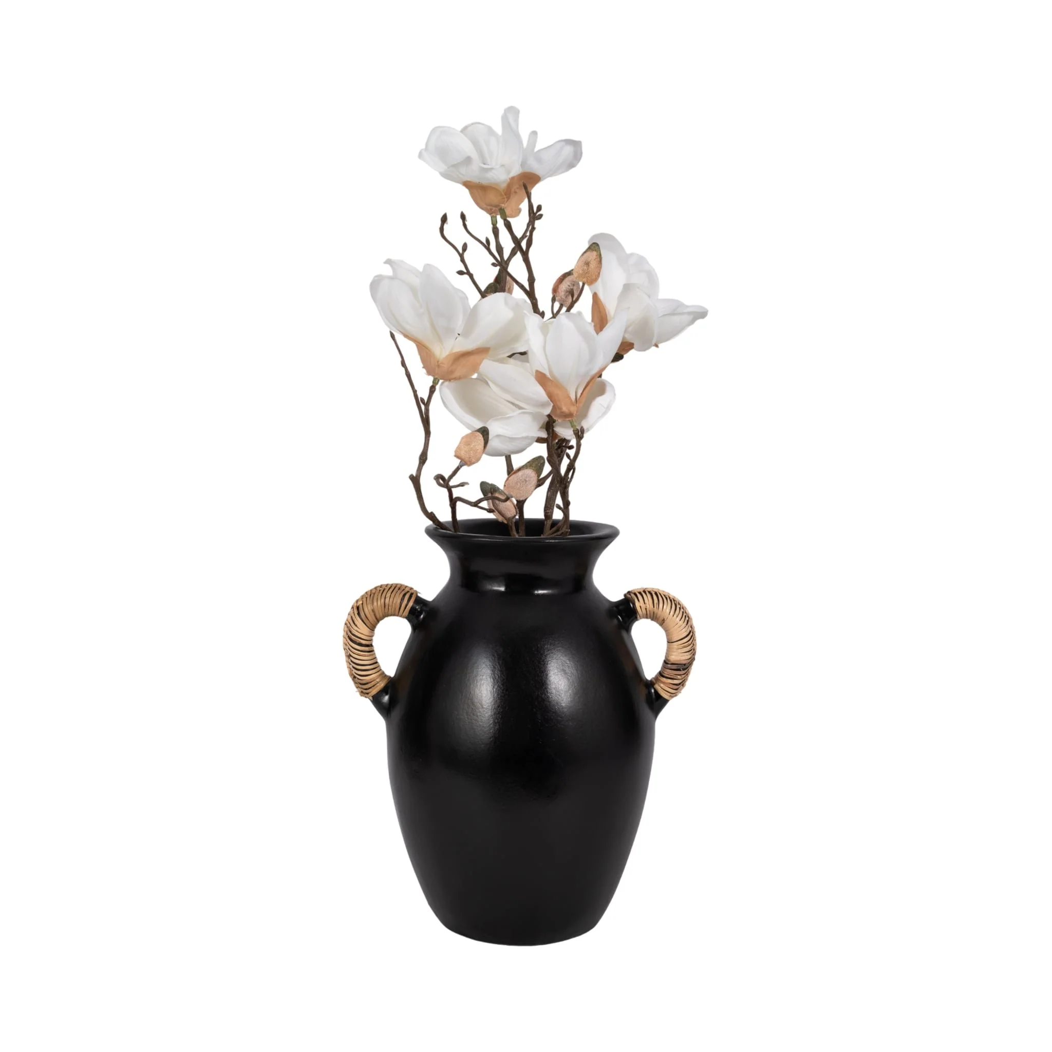 Terracotta, 12"h Eared Vase, Black - Image 2