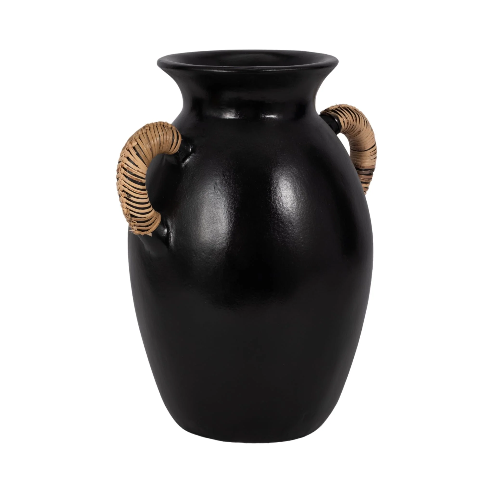 Terracotta, 12"h Eared Vase, Black - Image 3