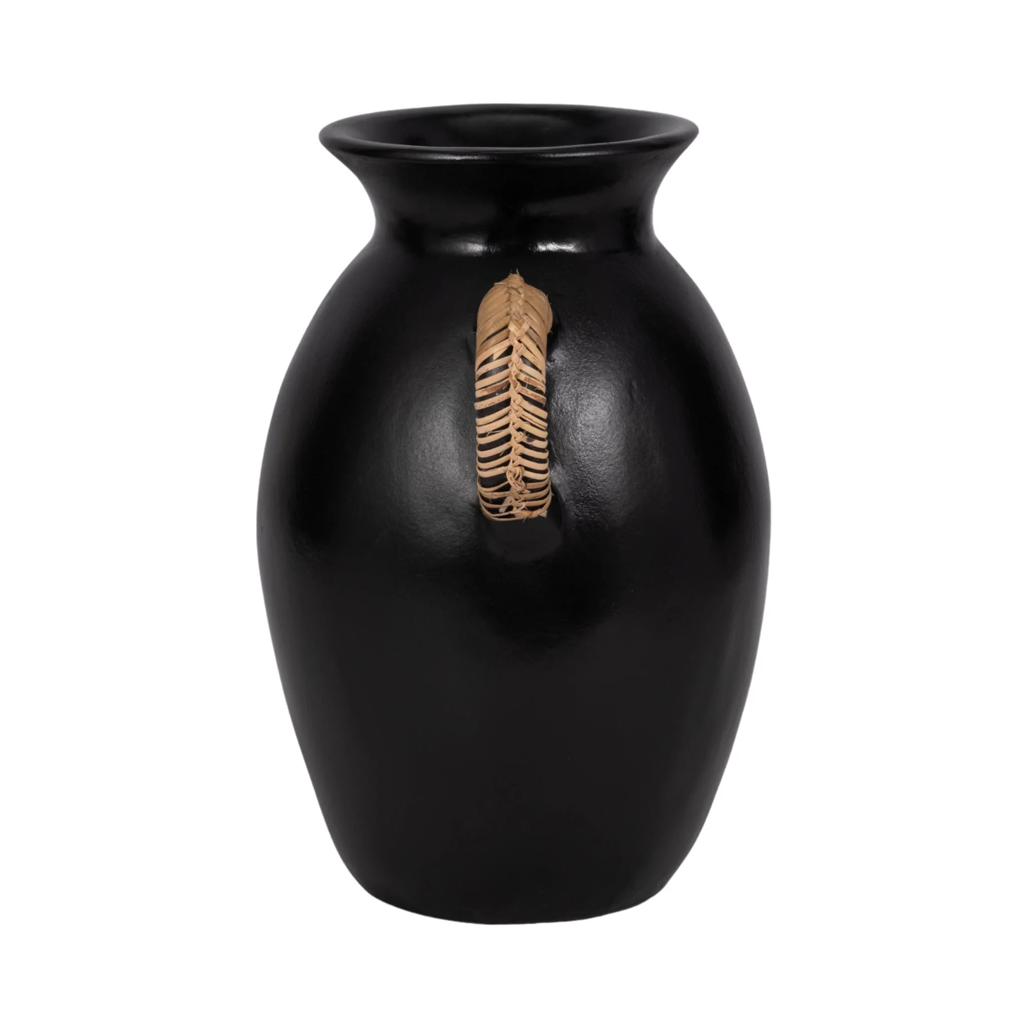 Terracotta, 12"h Eared Vase, Black - Image 4
