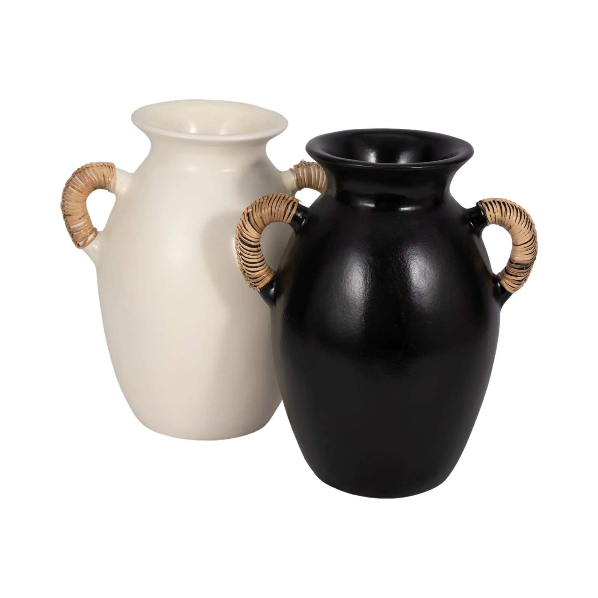 Terracotta, 12"h Eared Vase, Black - Image 8
