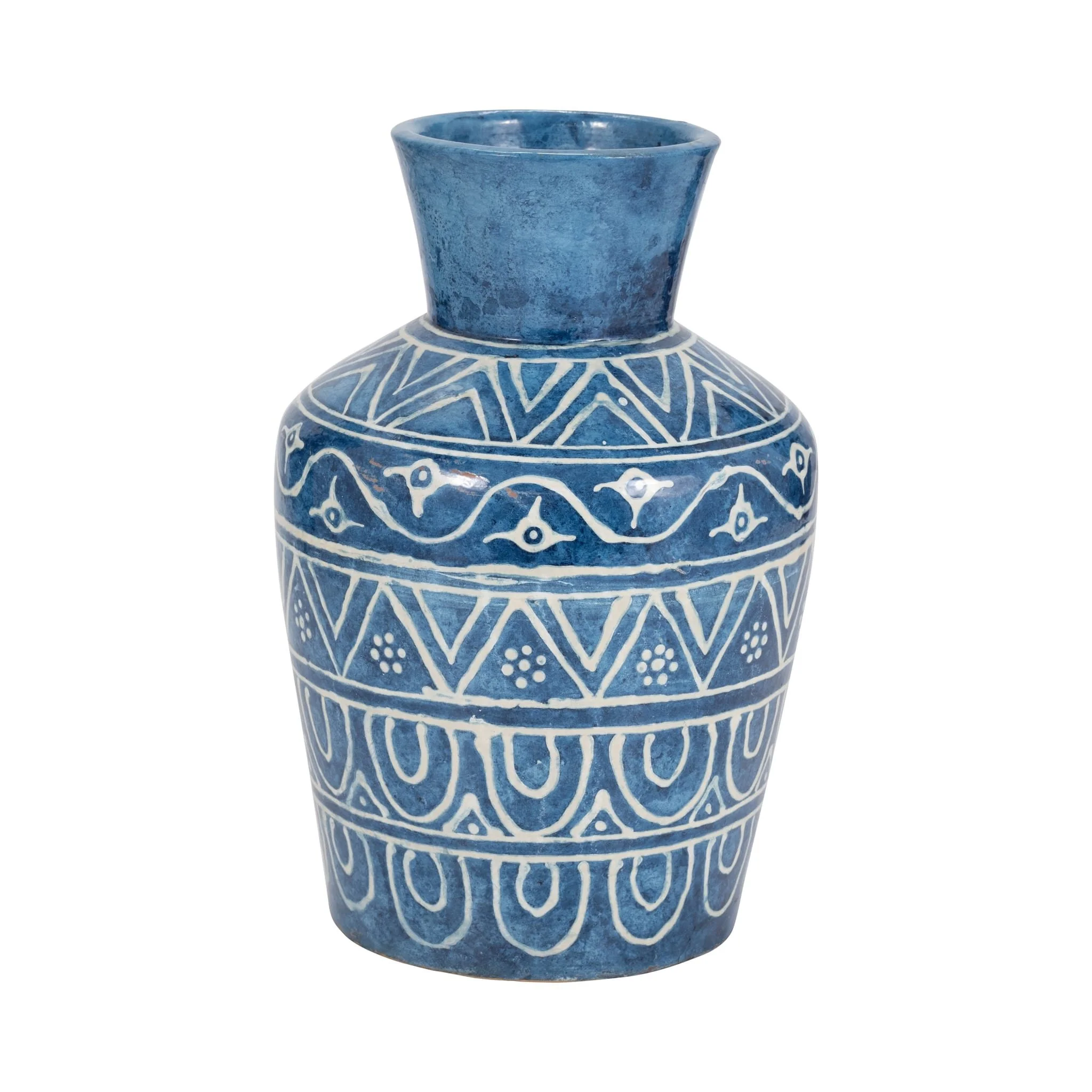 Terracotta, 12"h Vase, Blue - Image 3