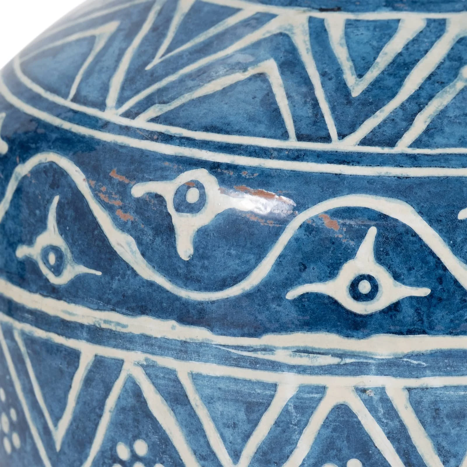 Terracotta, 12"h Vase, Blue - Image 4