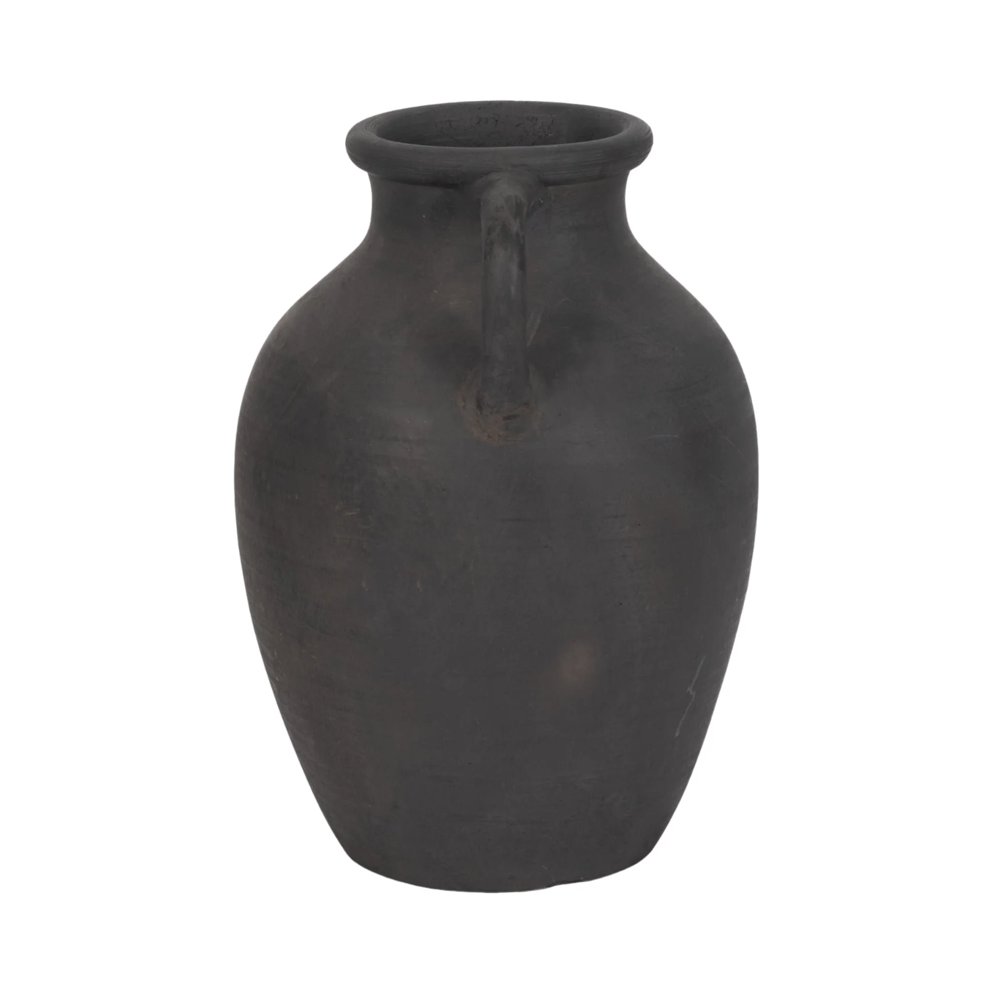 Terracotta, 13" Vase With Handles, Black - Image 4