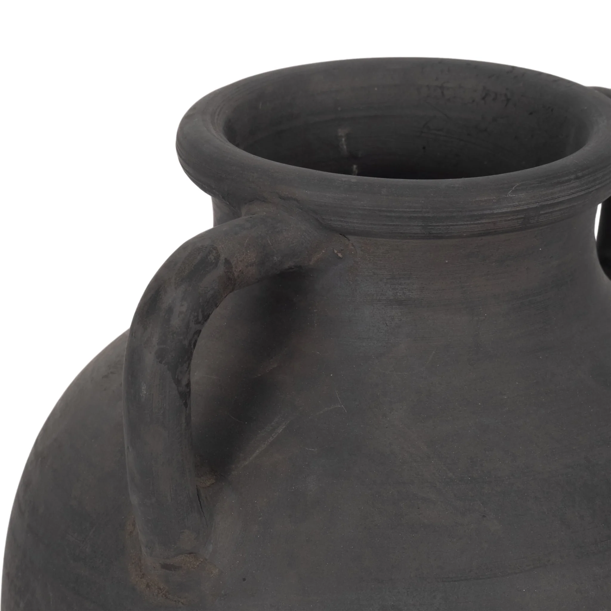 Terracotta, 13" Vase With Handles, Black - Image 5