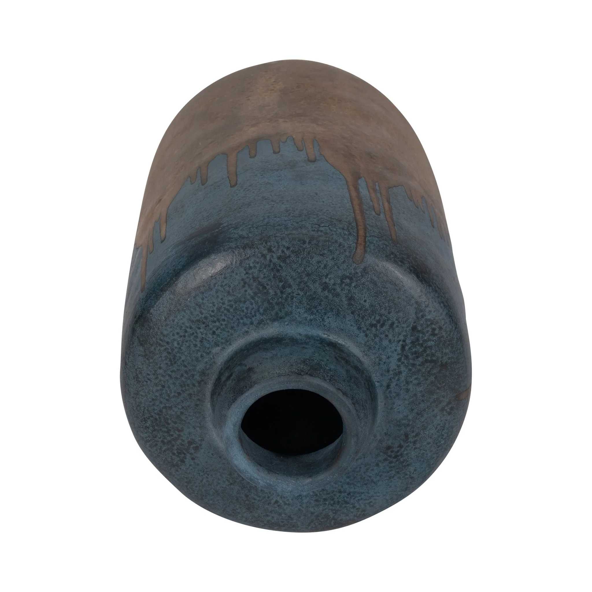 Terracotta, 14"h 2-tone Vase, Blue/ivory - Image 5