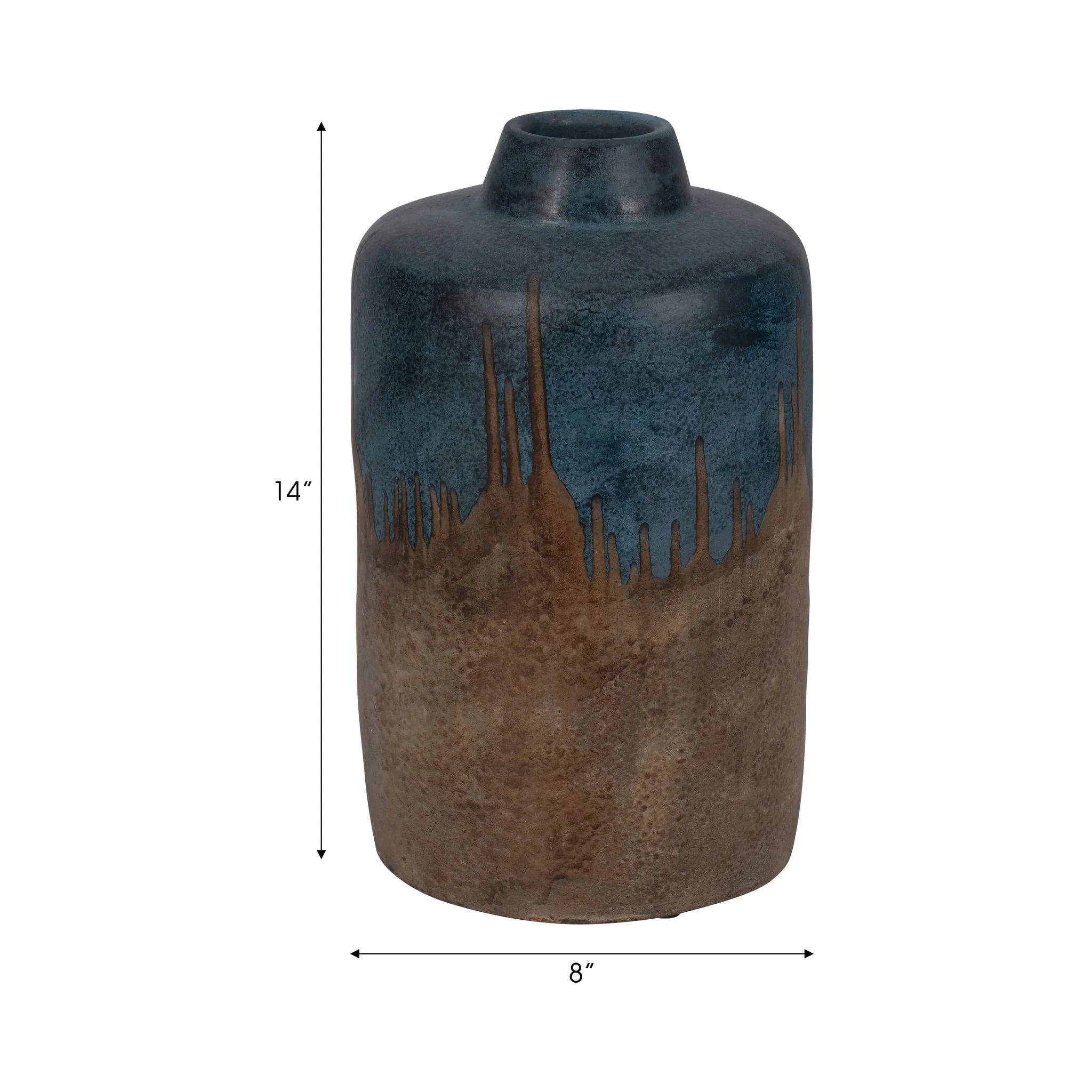 Terracotta, 14"h 2-tone Vase, Blue/ivory - Image 8