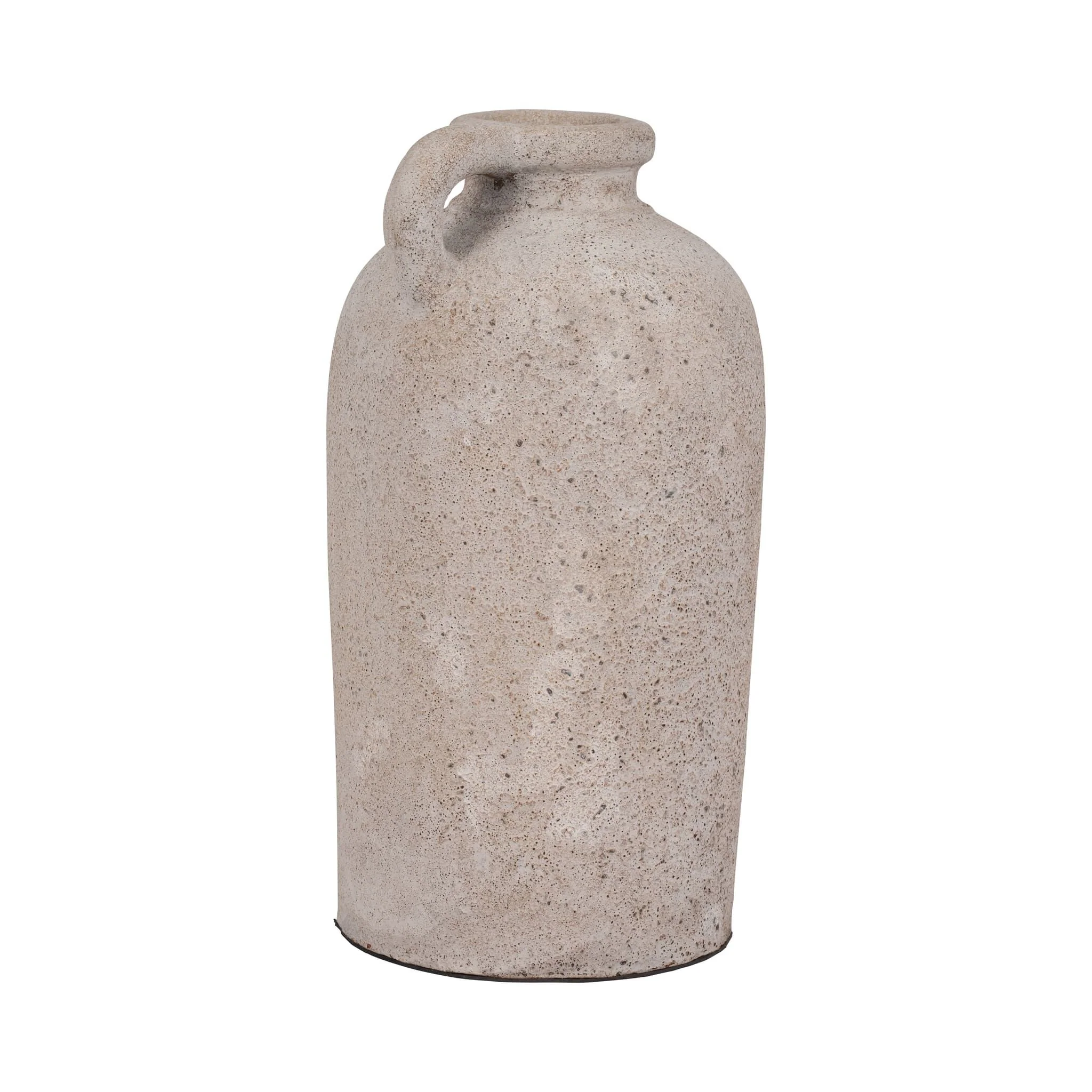 Terracotta, 16" Bottle Vase W/ Handle, Ivory - Image 3