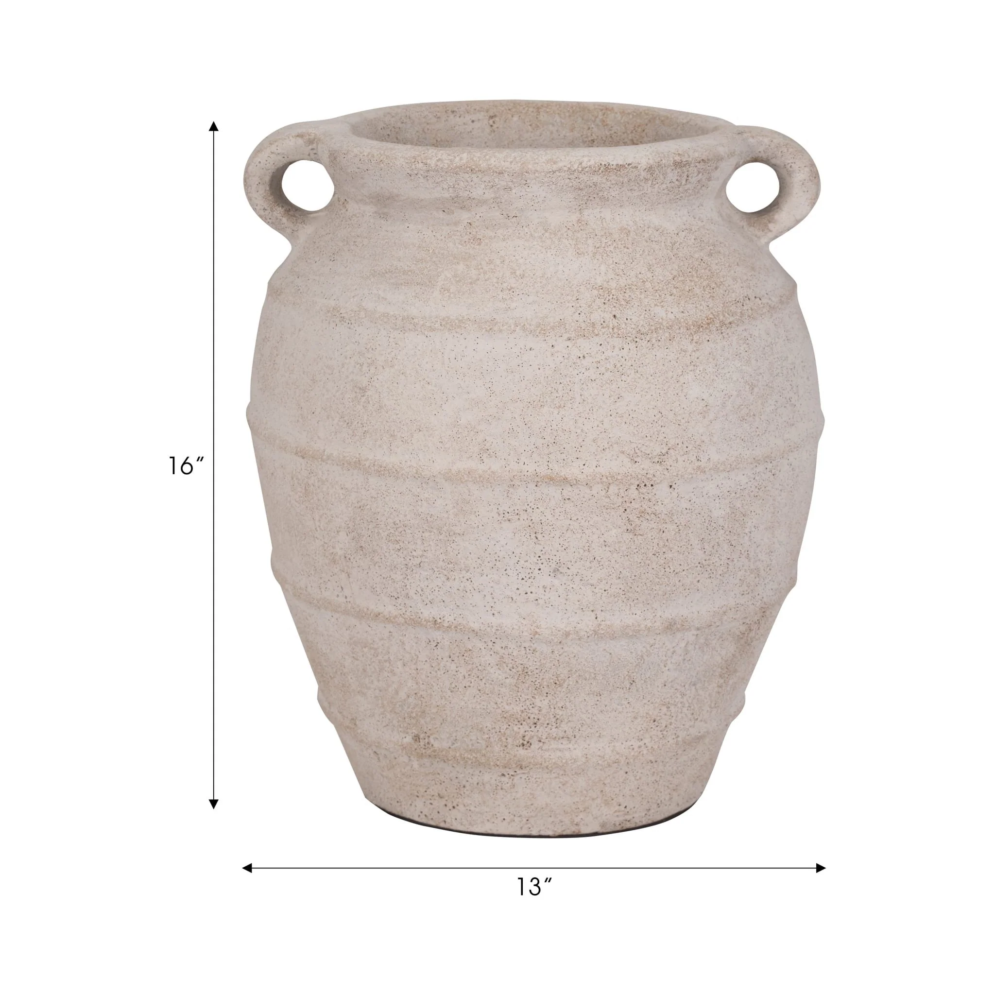Terracotta, 16" Mini Handle Jug Vase, Ivory - Image 8