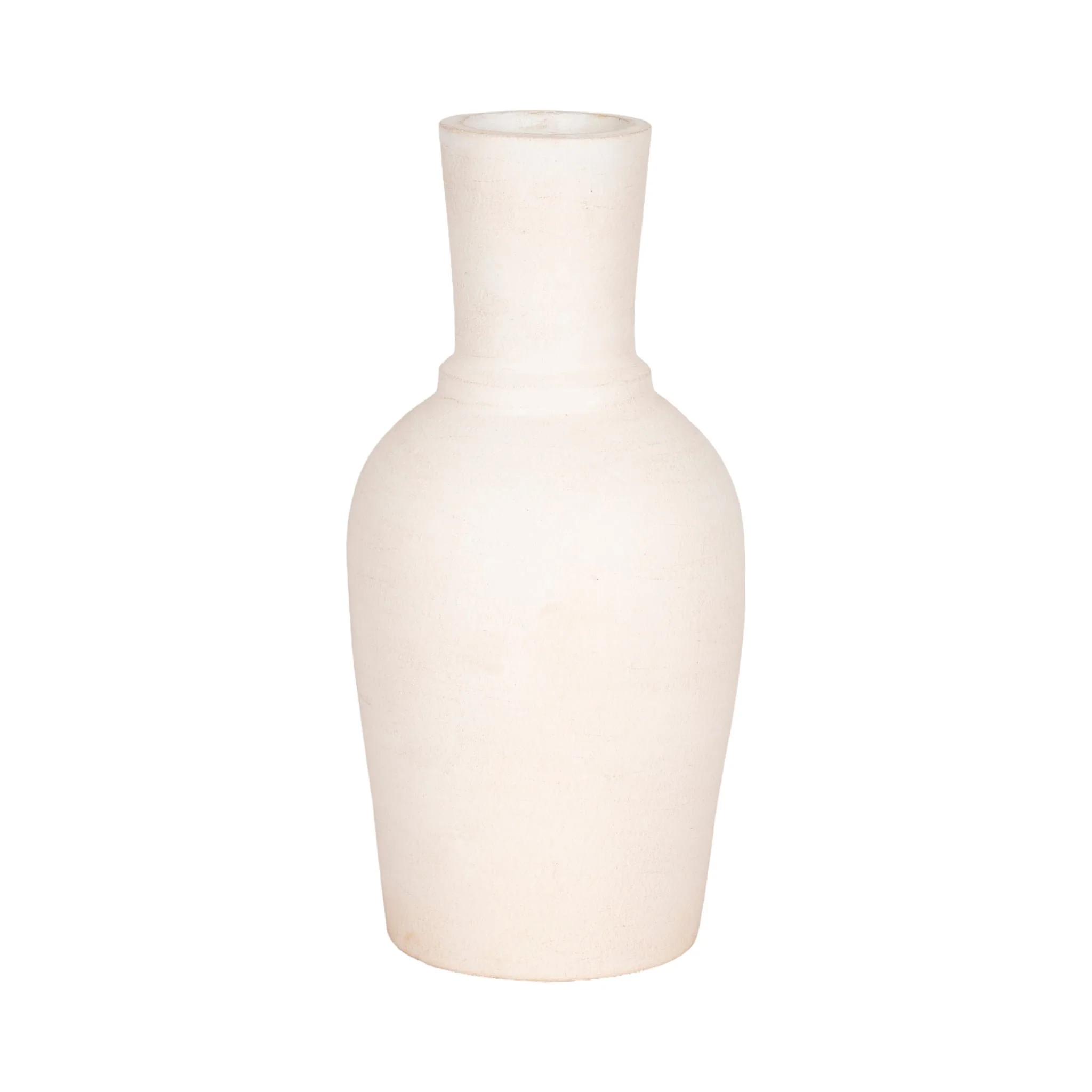 Terracotta, 16" Vase With Ring At Neck, Ivory - Image 3