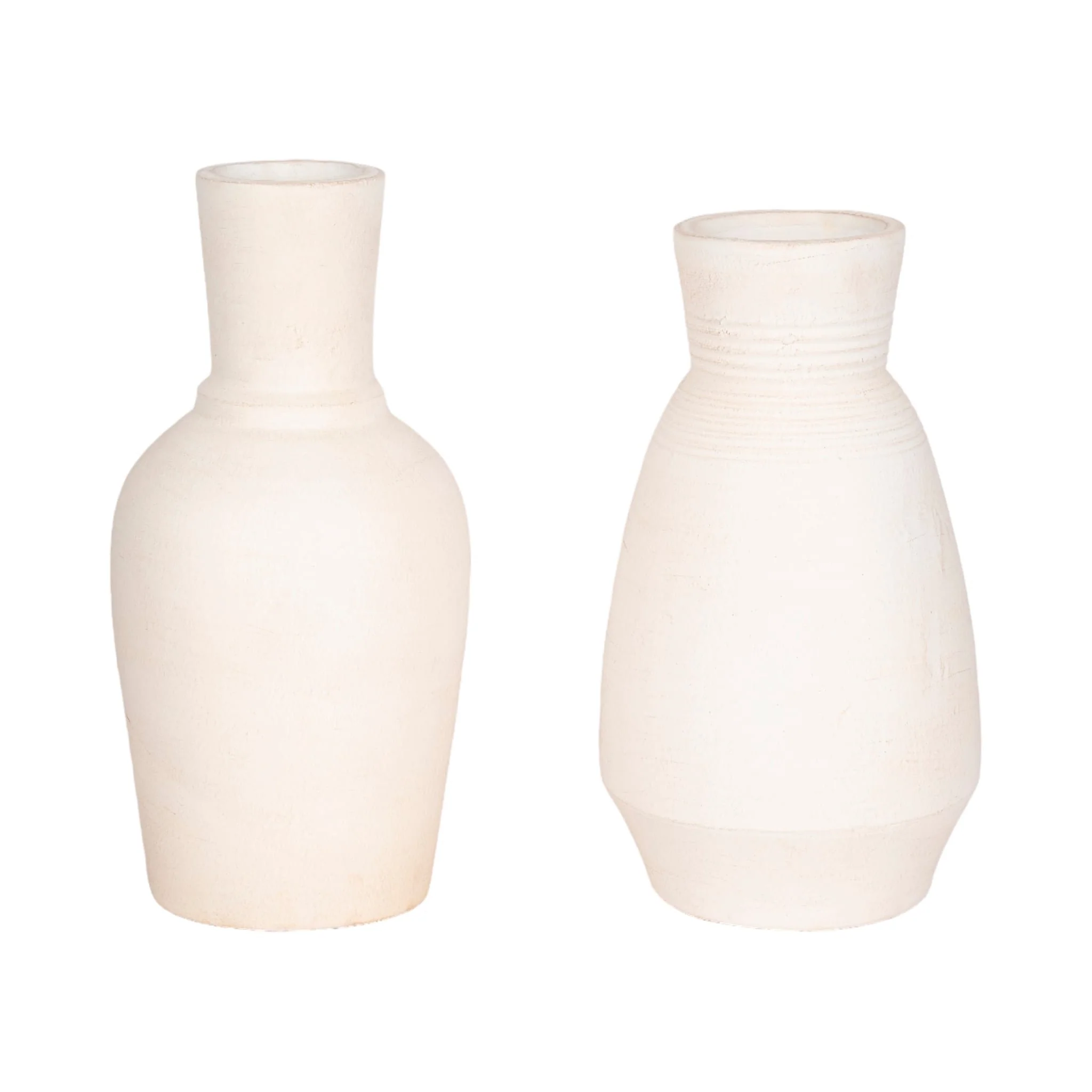 Terracotta, 16" Vase With Ring At Neck, Ivory - Image 7