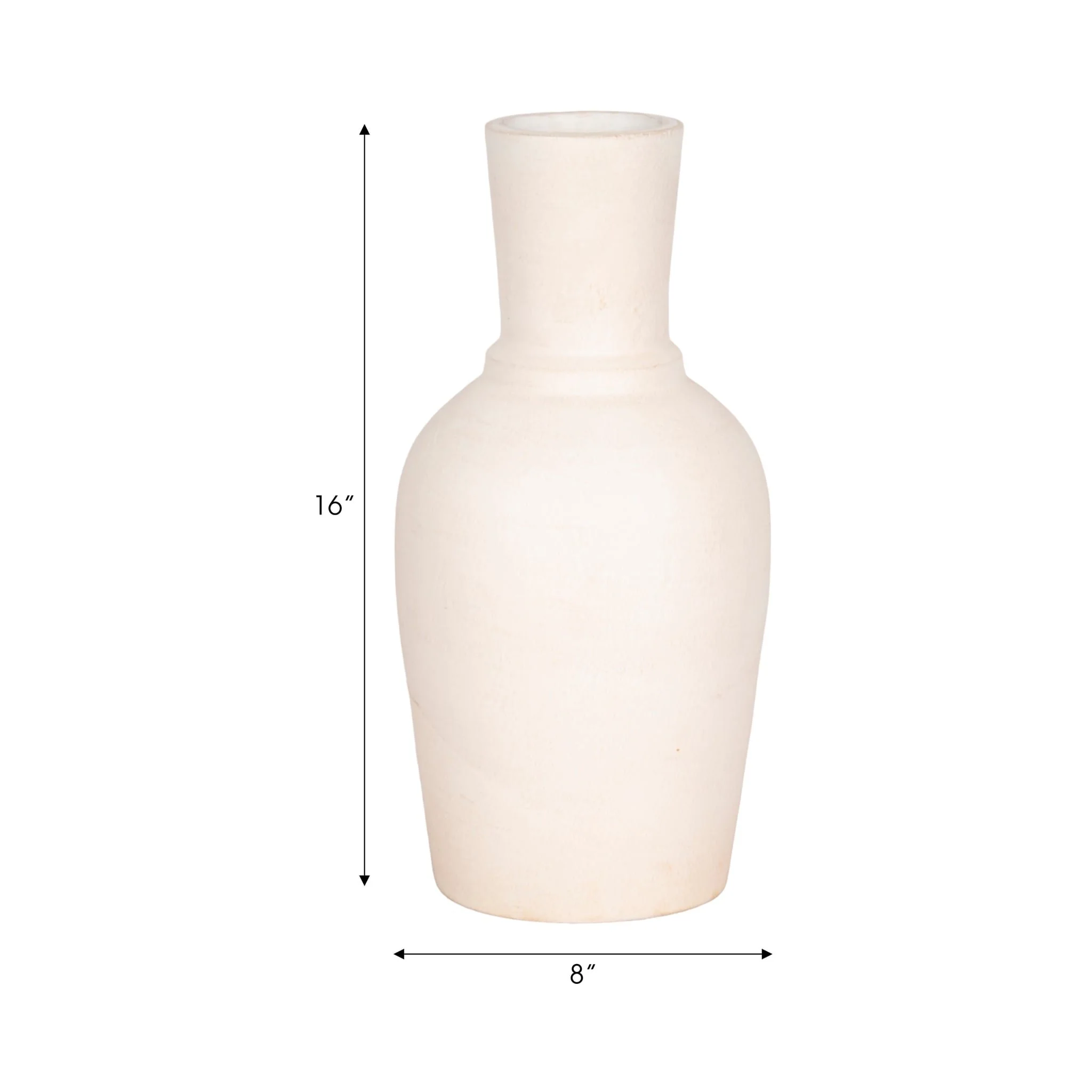 Terracotta, 16" Vase With Ring At Neck, Ivory - Image 8
