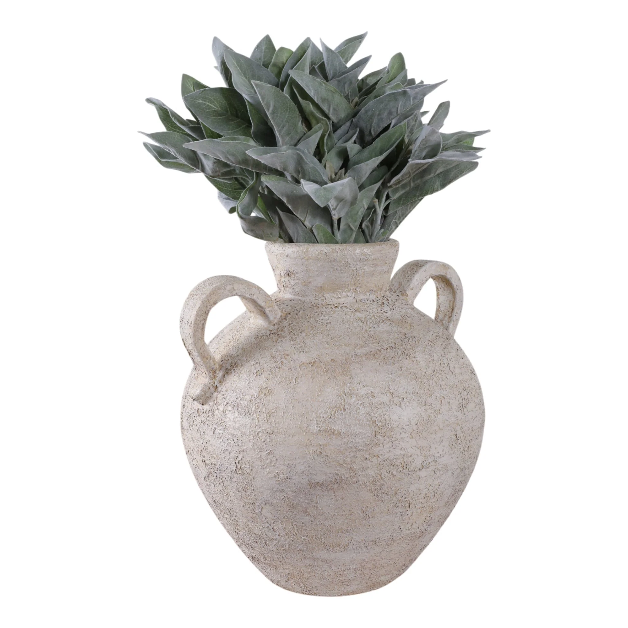 Terracotta, 17" Organic Jug With Handles, Ivory - Image 2