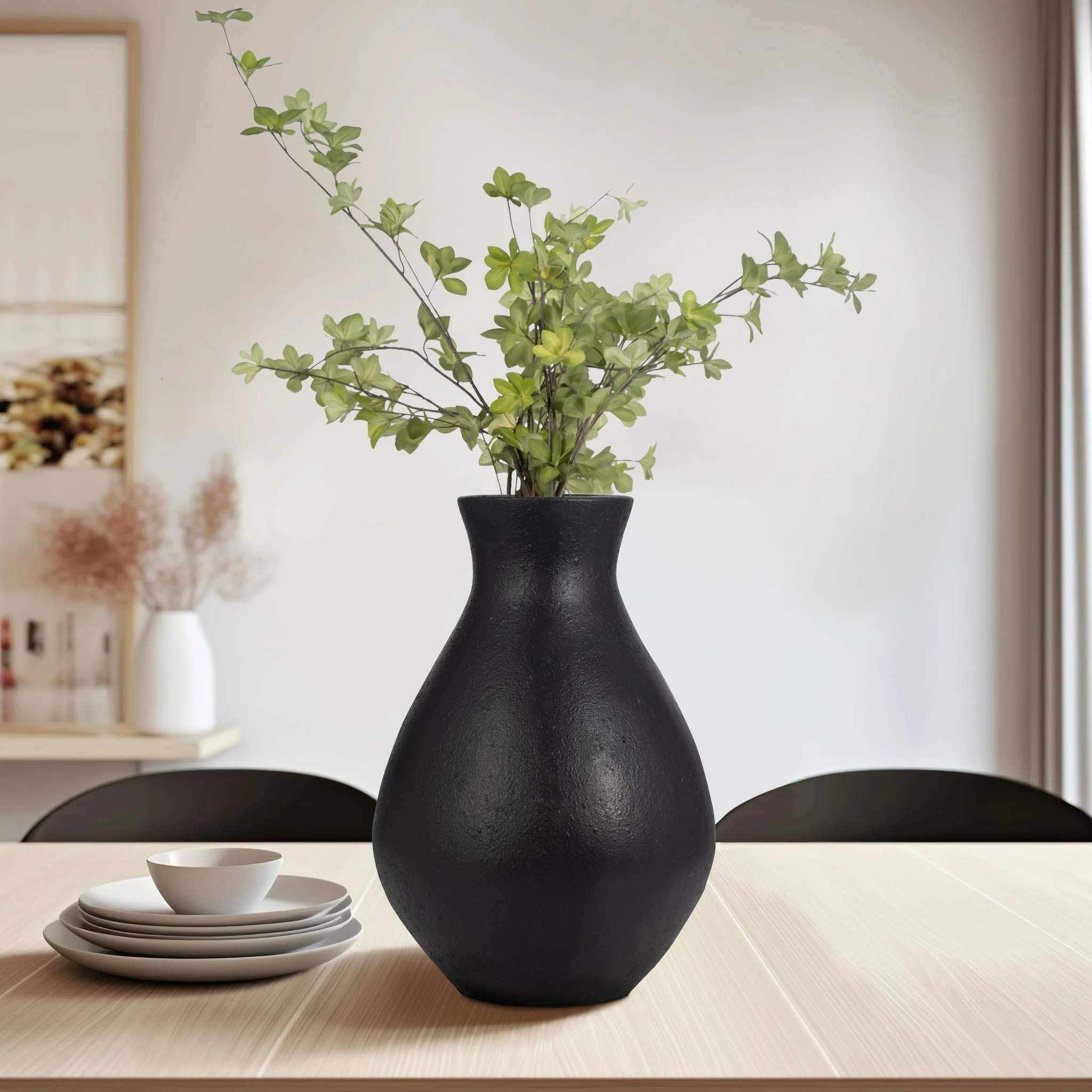 Terracotta, 18" Organic Vase, Black - Image 10