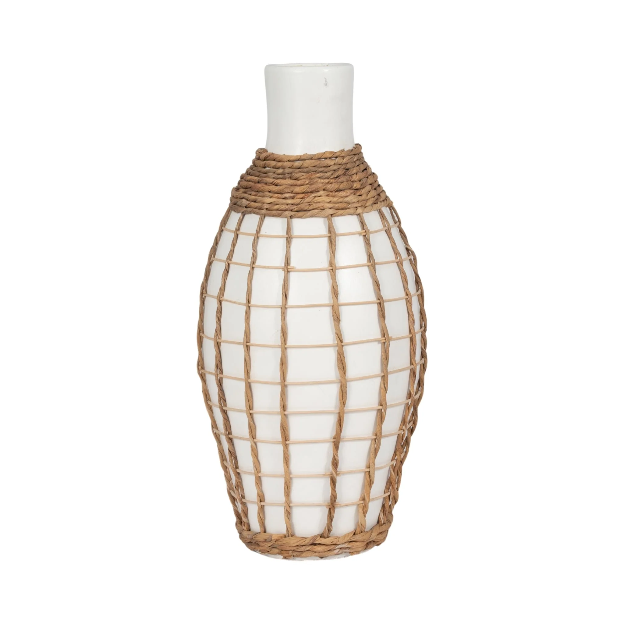 Terracotta, 18"h Bottle Vase, White/brown - Image 3
