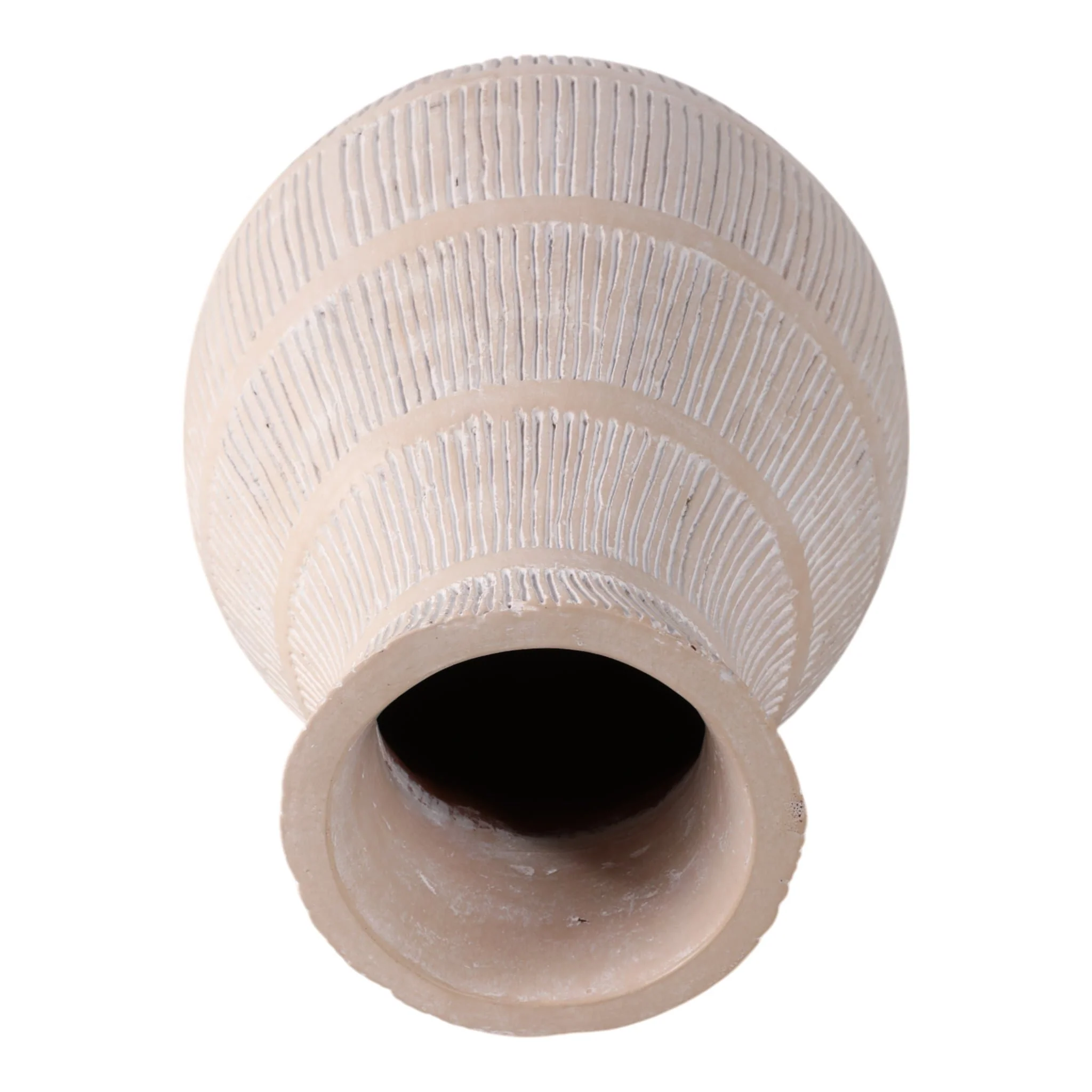 Terracotta, 19" Organic Vase With Lines, Ivory - Image 6
