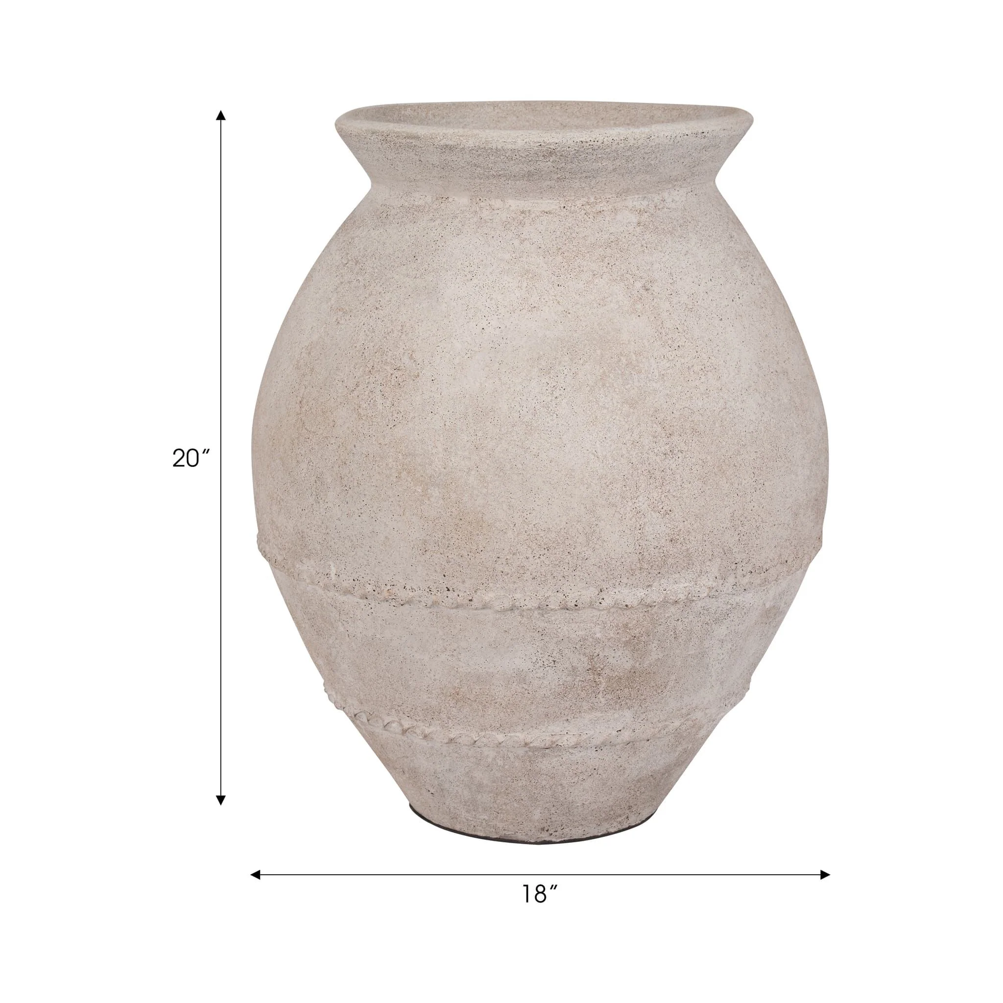 Terracotta, 20" Traditional Jug Vase, Ivory - Image 7