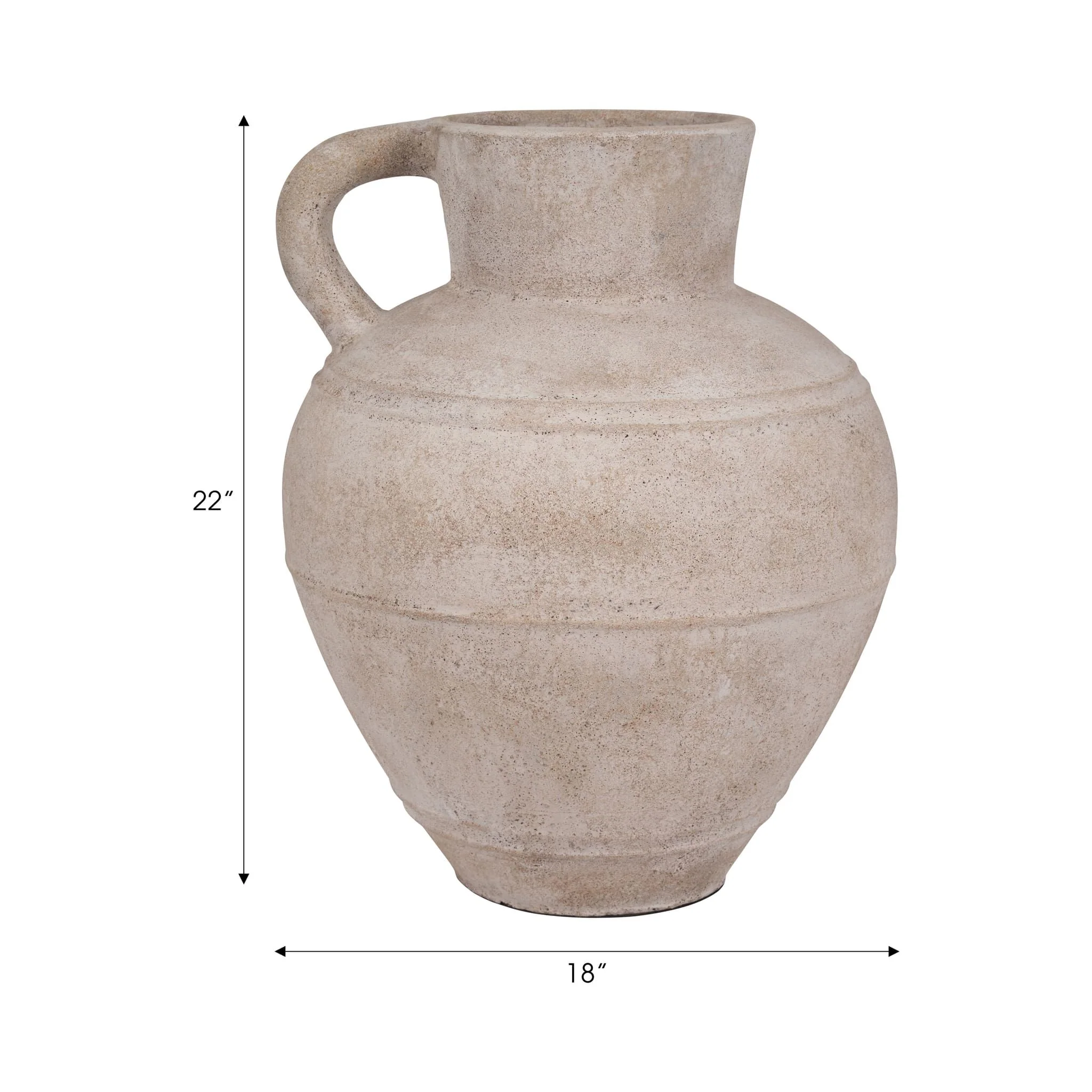 Terracotta, 22" Jug Vase W/ Handle, Ivory - Image 9