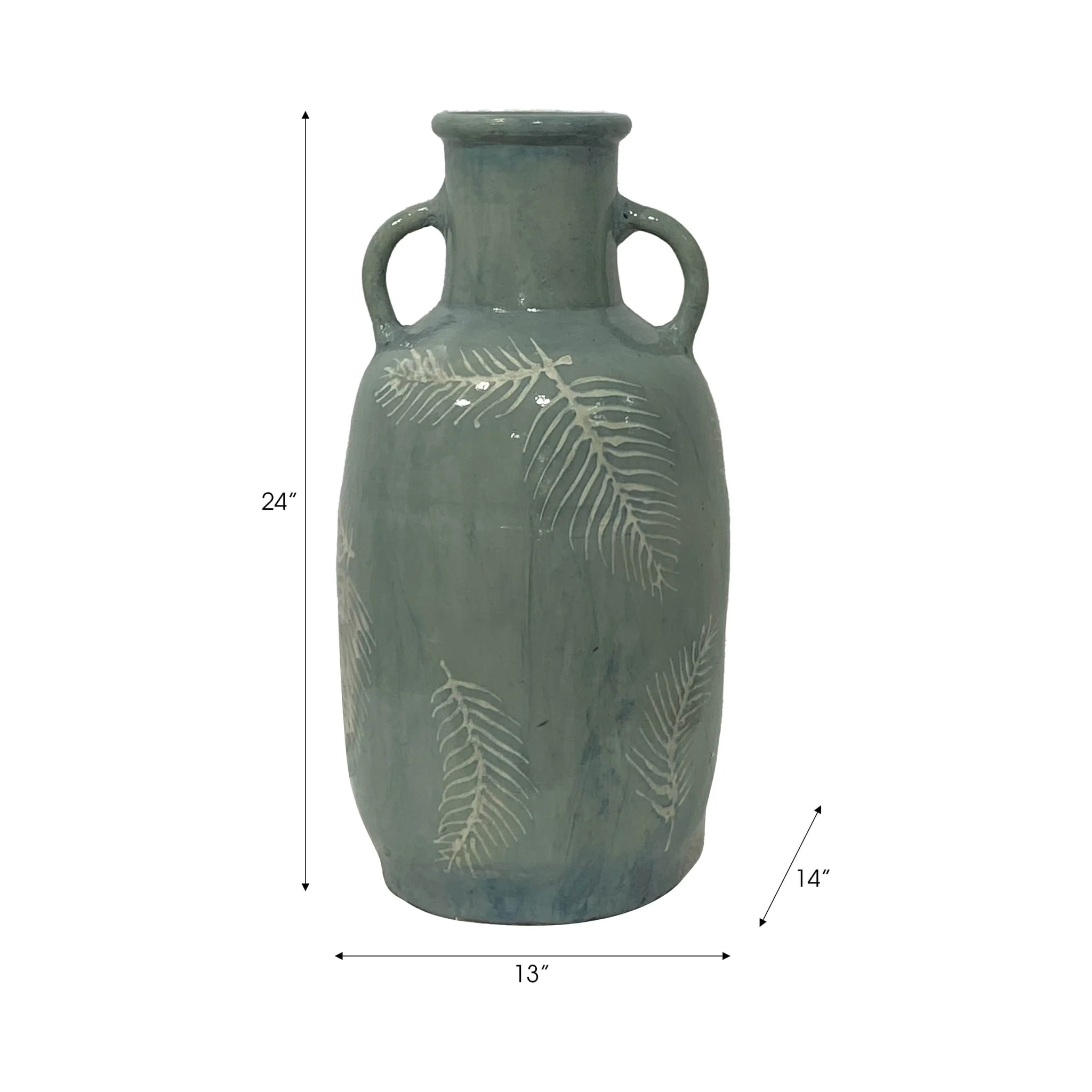 Terracotta, 23"h Leaf Eared Vase, Mint - Image 2