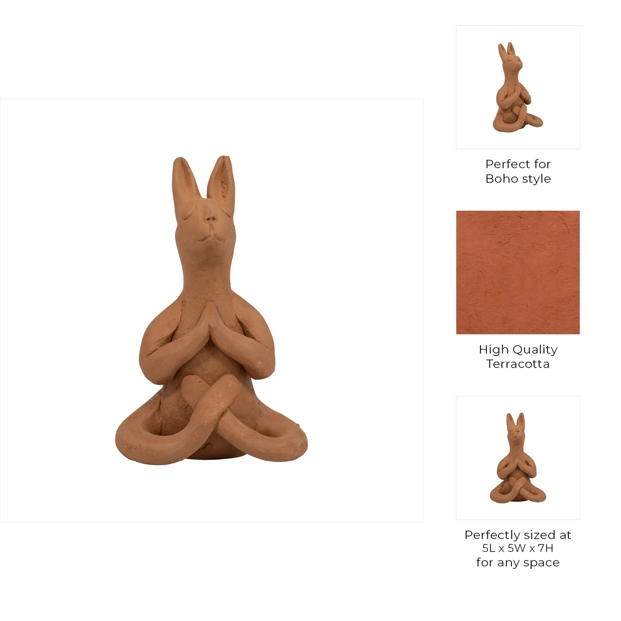 Terracotta, 7" Namaste Yoga Bunny, Natural - Image 10